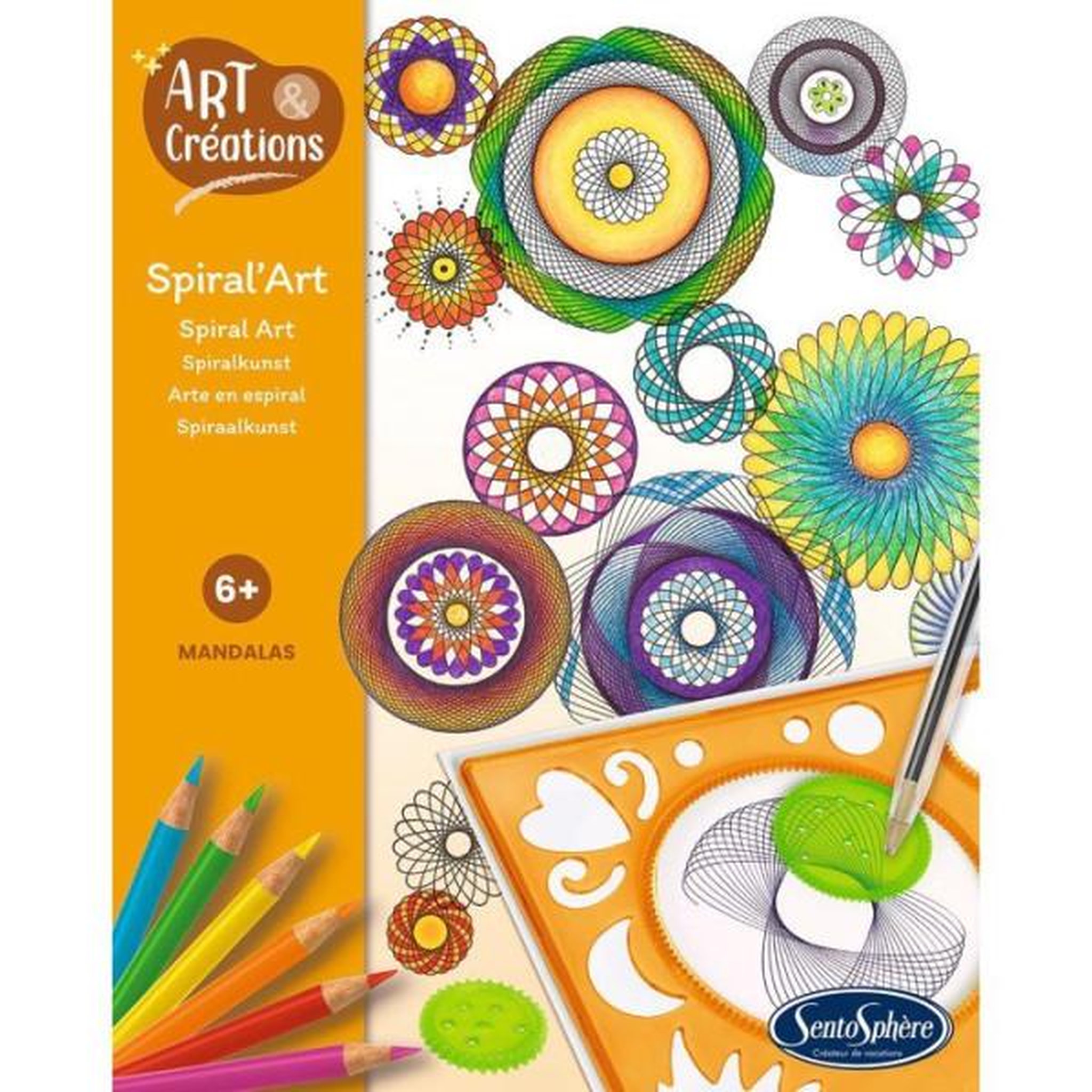 Voir la diapositive 2 : Sentosphere Réaliser Ellipses et Rosase multicolores - SENTOSPHERE - Art & Créations Spiral'Art - 6 roues fournies - Des 6 ans