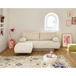 BEST MOBILIER Cristal - canapé 3 places - convertible avec coffre et pouf - en fausse fourrure côtelée. Coloris disponibles : Vert, Beige, Orange, Gris, Bleu, Marron