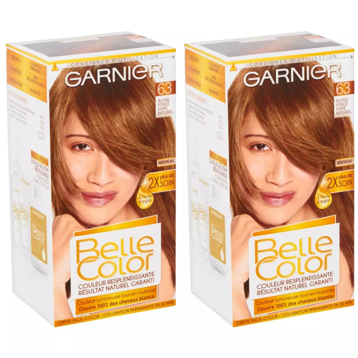 GARNIER Lot de 2 BELLE COLOR Coloration Permanente Résultat Naturel - Couleur Resplendissante 63 Blond Foncé Doré