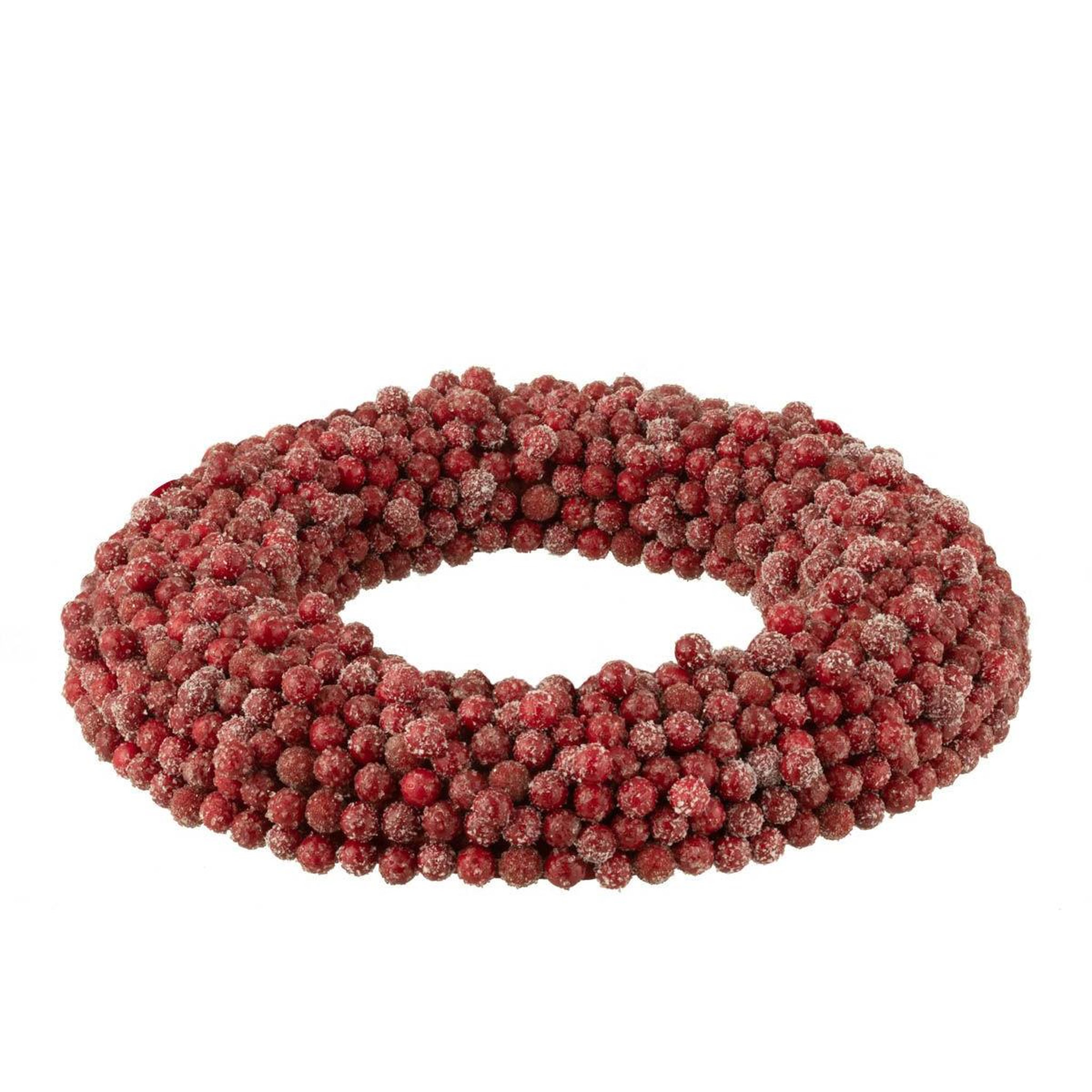 Voir la diapositive 2 : J-LINE Couronne de noël ronde  baies  45cm rouge