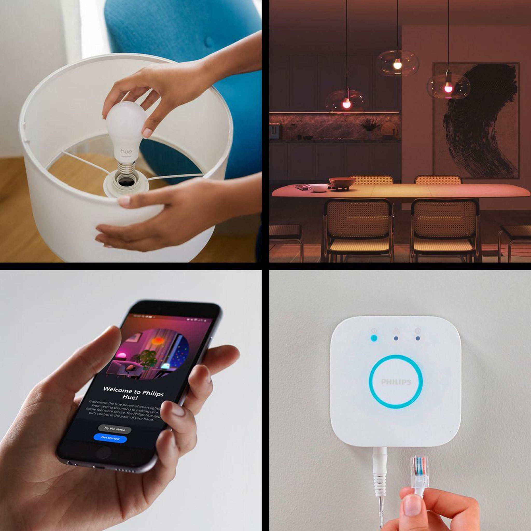Voir la diapositive 3 : PHILIPS HUE Pack essential-3/e27 white&color a.+pont v2