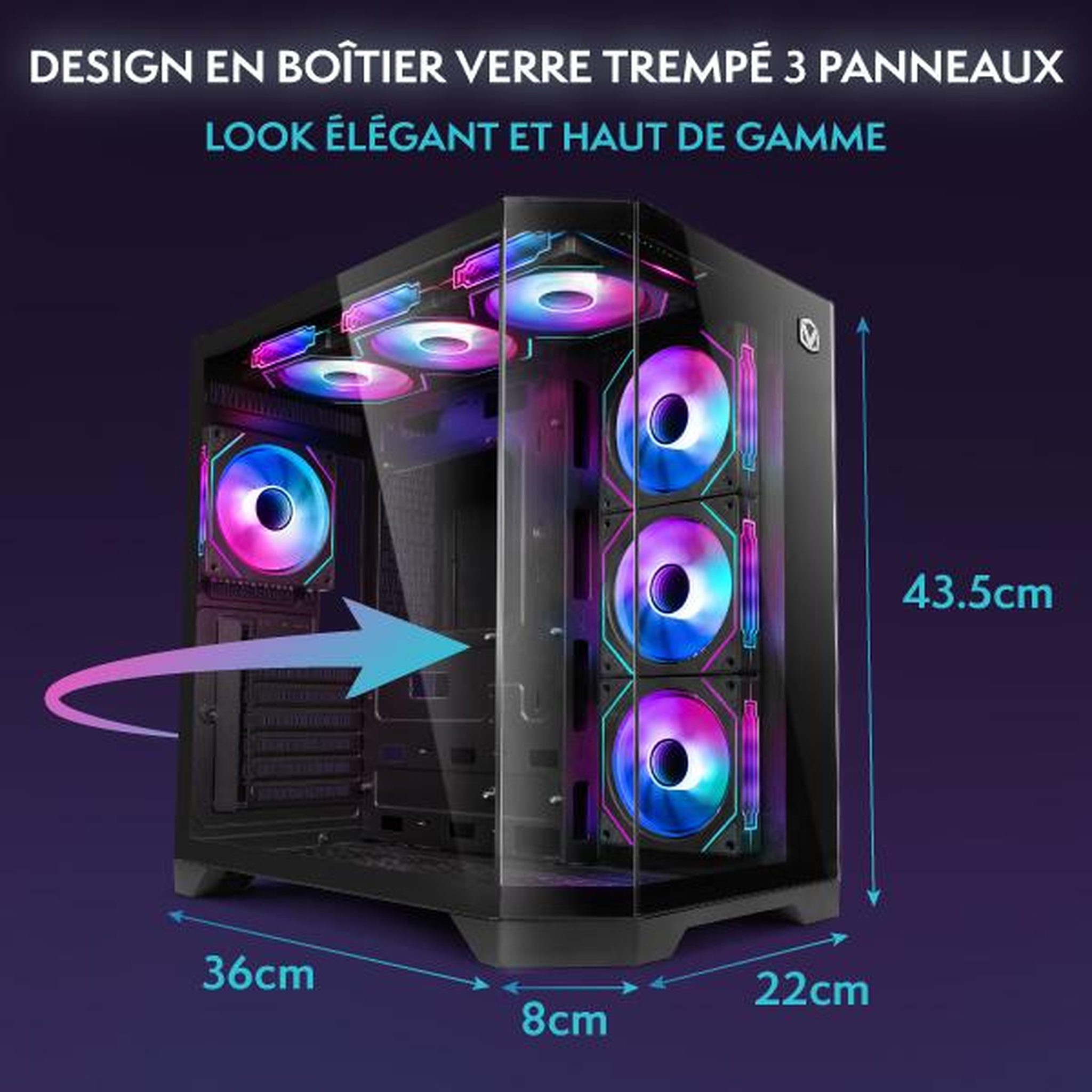 Voir la diapositive 6 : VIBOX PC Gamer Complet - Ryzen 7 9700X, RTX 5070, 32 Go RAM, 1 To SSD, Windows 11, WiFi 6, Bluetooth 5.4