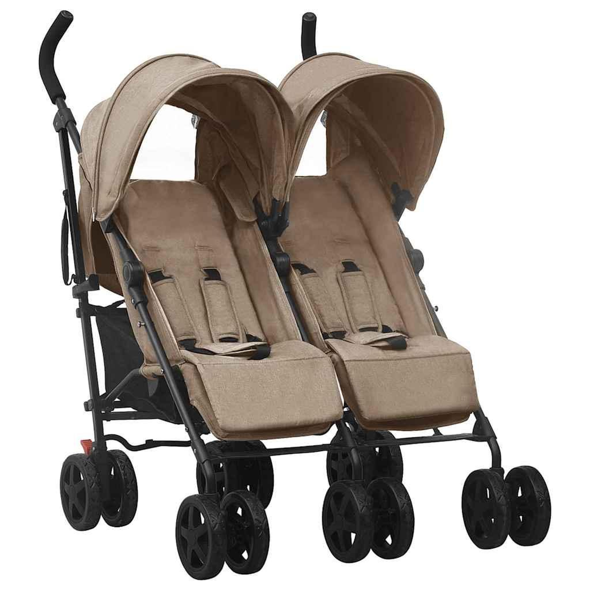 VIDAXL Poussette a deux places Taupe Acier