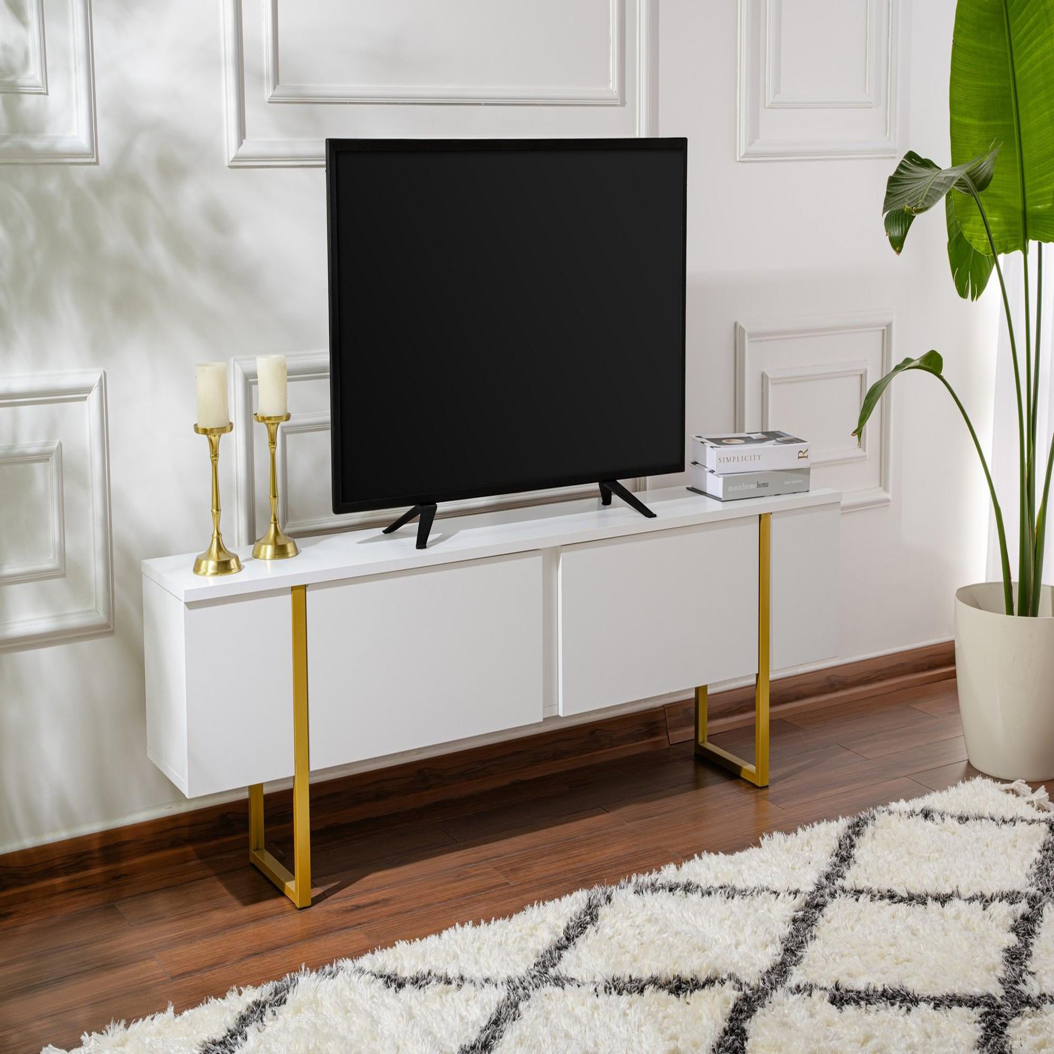 Voir la diapositive 2 : Habitat et Jardin Meuble tv en bois  serenity  - 180 x 29 x 50 cm - blanc