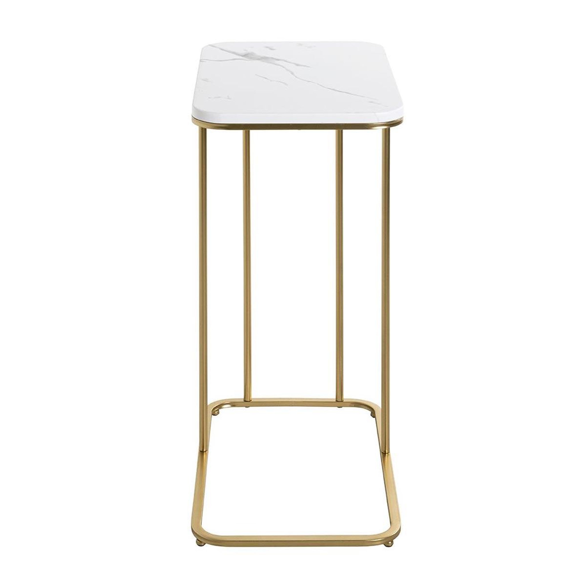 Voir la diapositive 3 : Paris Prix Table d'appoint effet marbre  alba  67cm blanc & or