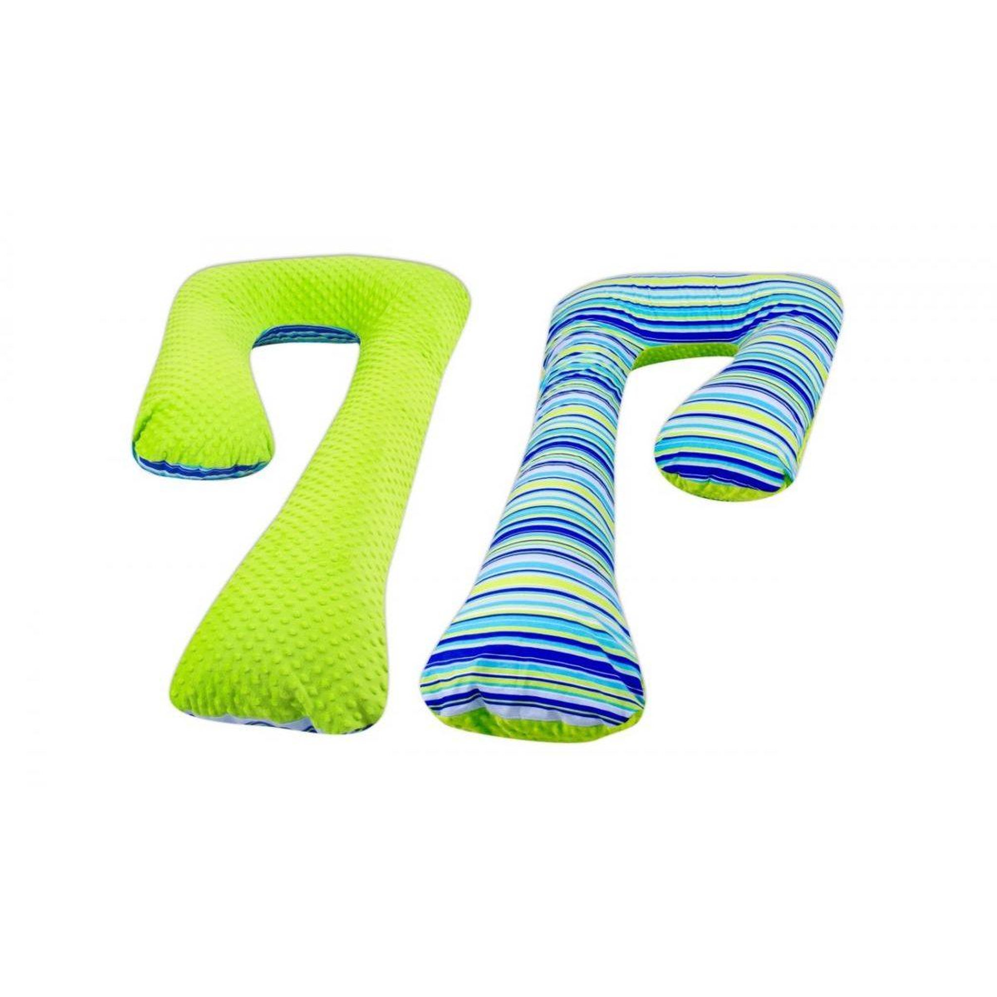 VELINDA Coussin de maternite Minky et Coton bandes de couleur 2 – vert