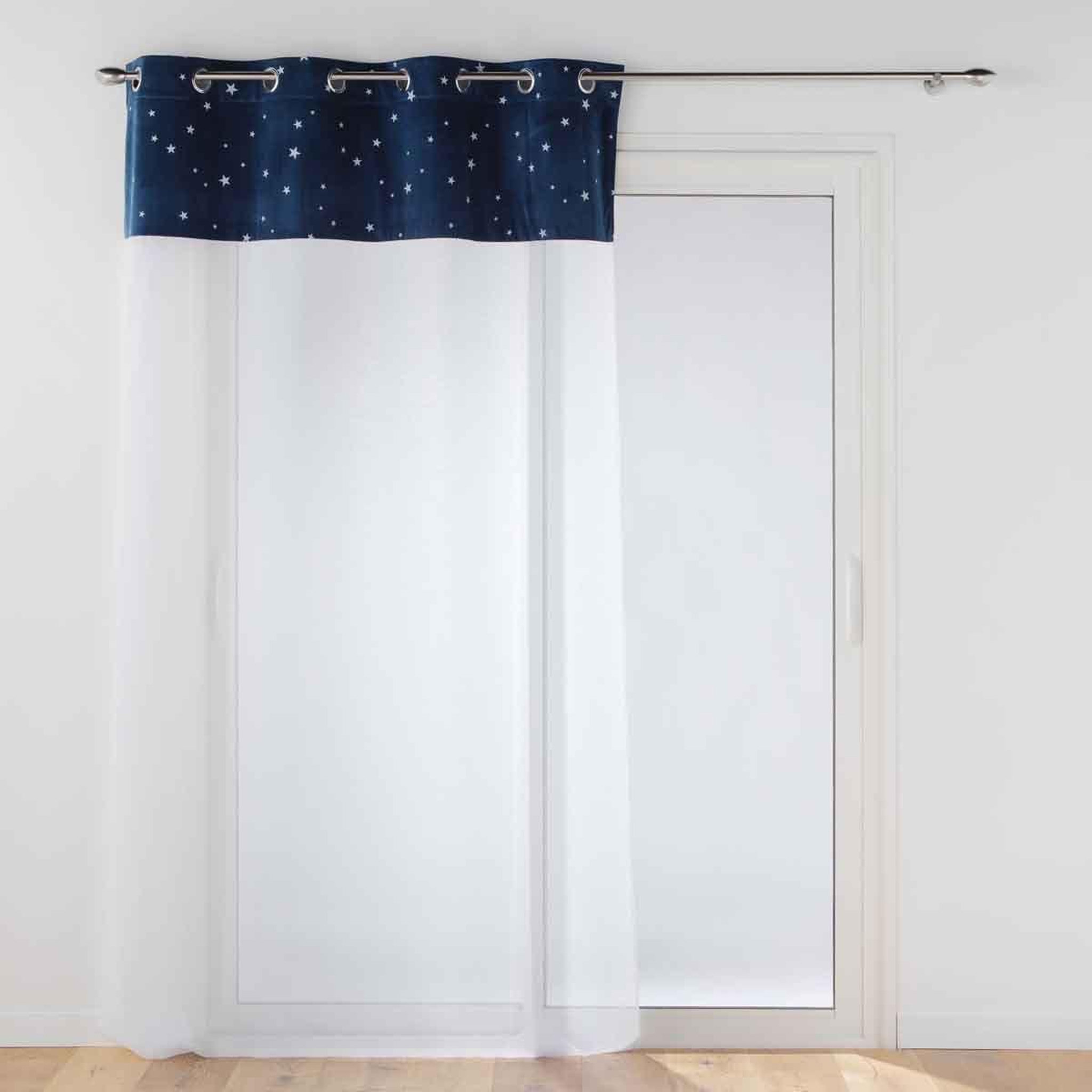 Douceur d'Intérieur Rideau Voilage Phosphorescent  Moonlight  140x280cm Bleu