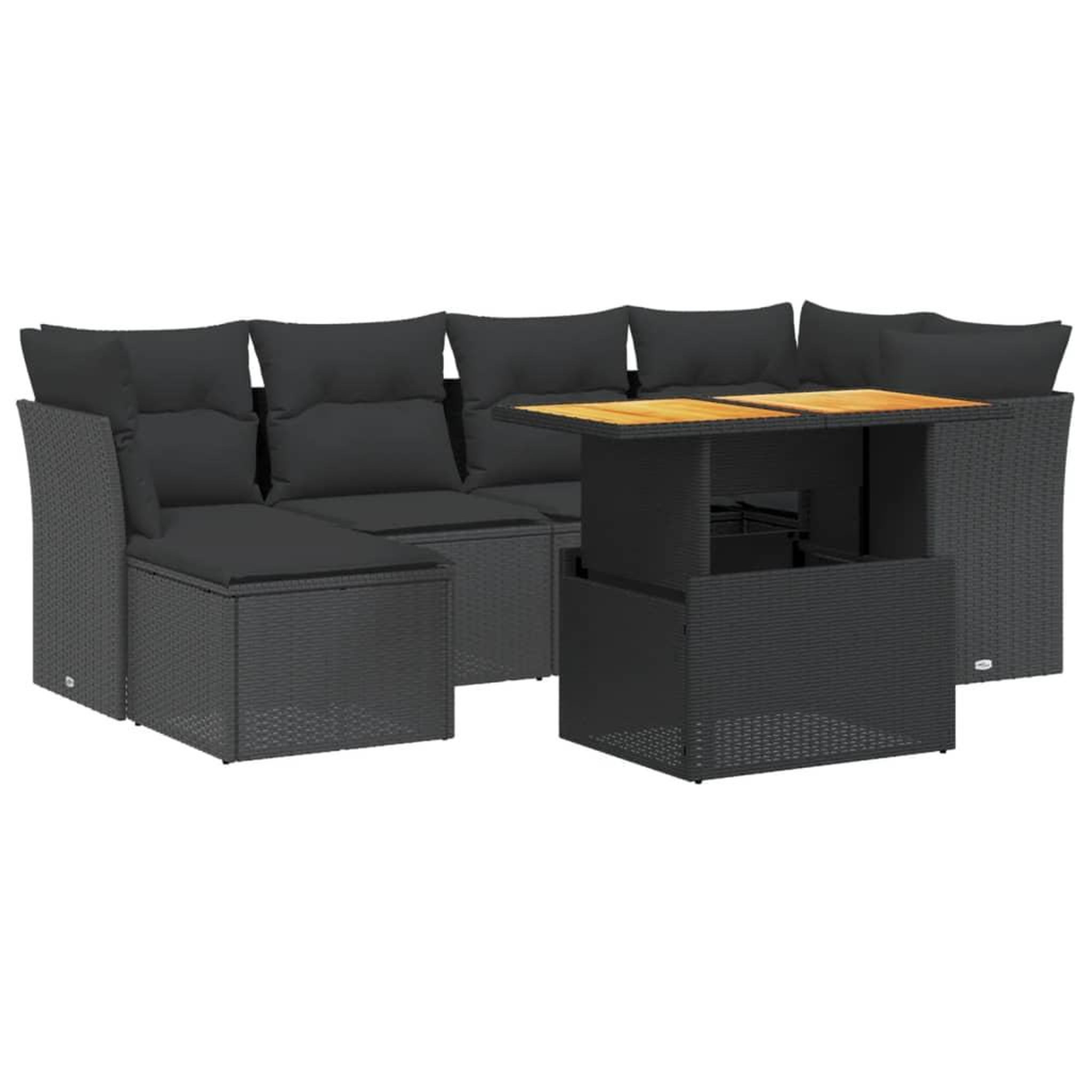 Voir la diapositive 2 : VIDAXL Salon de jardin 7 pcs avec coussins noir resine tressee