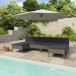 VIDAXL Salon de jardin 6 pcs avec coussins resine tressee gris