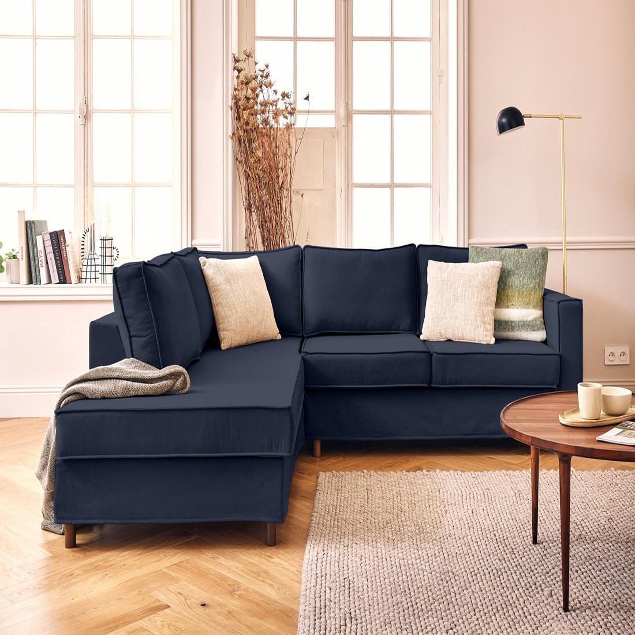 Voir la diapositive 1 : LISA DESIGN Jake - canapé déhoussable d'angle gauche 5 places en tissu