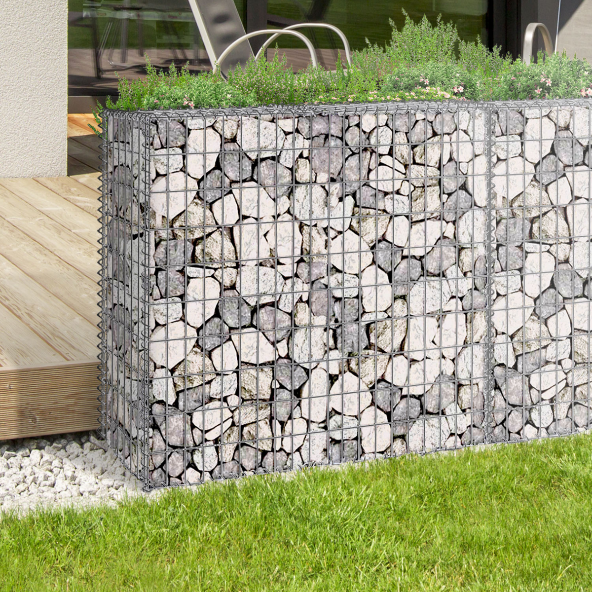 ID MARKET Lot de 2 gabions pour pierre 100 x 30 x 80 cm