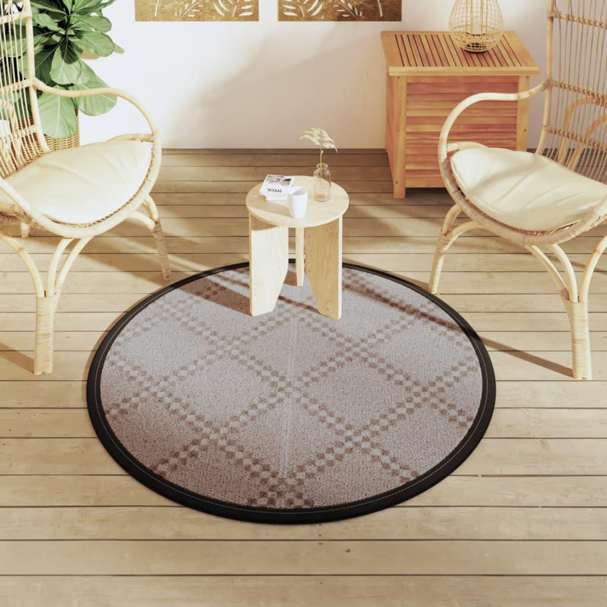 VIDAXL Tapis d'exterieur ARAKIL marron Ø120 cm PP