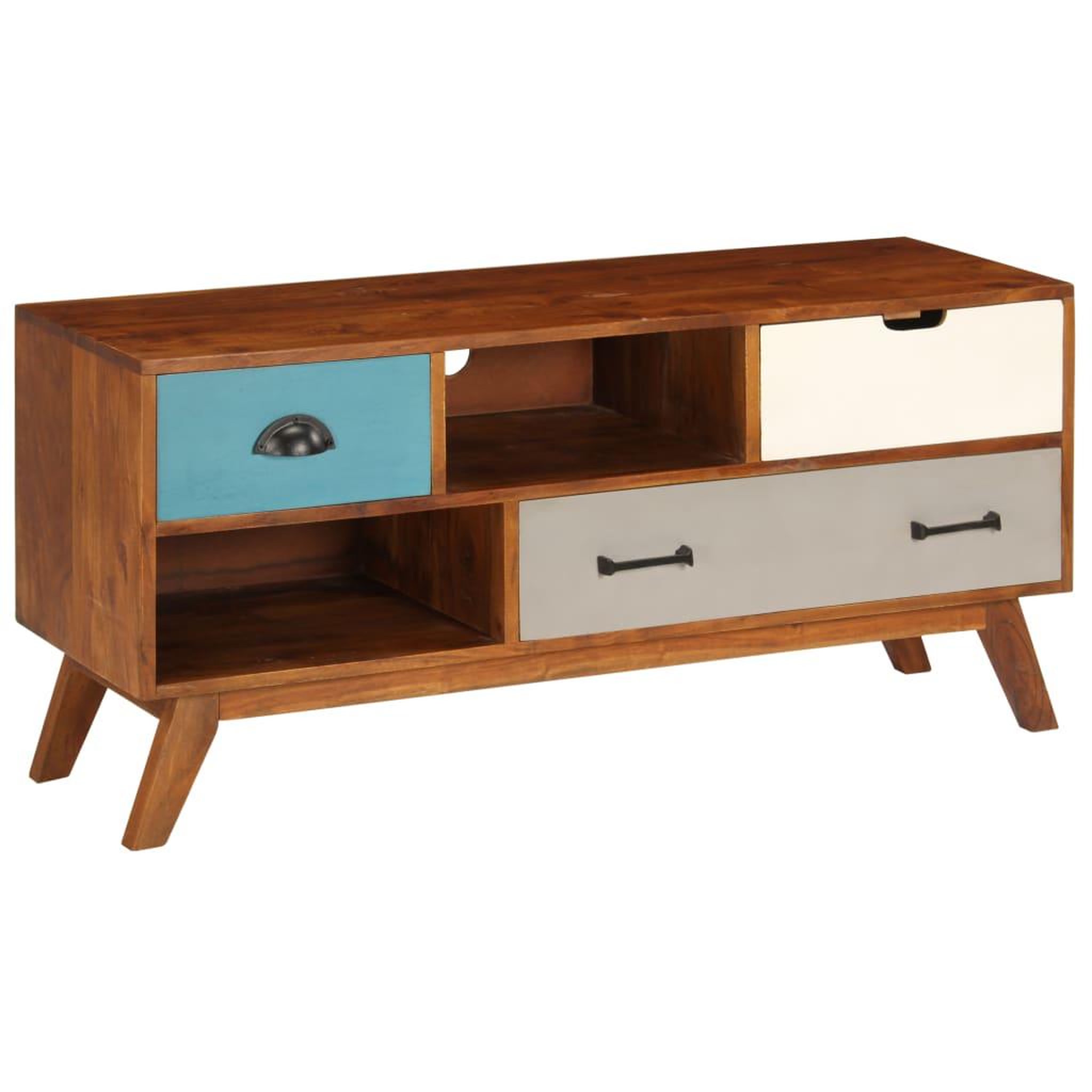Voir la diapositive 2 : VIDAXL Meuble TV avec 3 tiroirs 110x35x50 cm Bois d'acacia solide