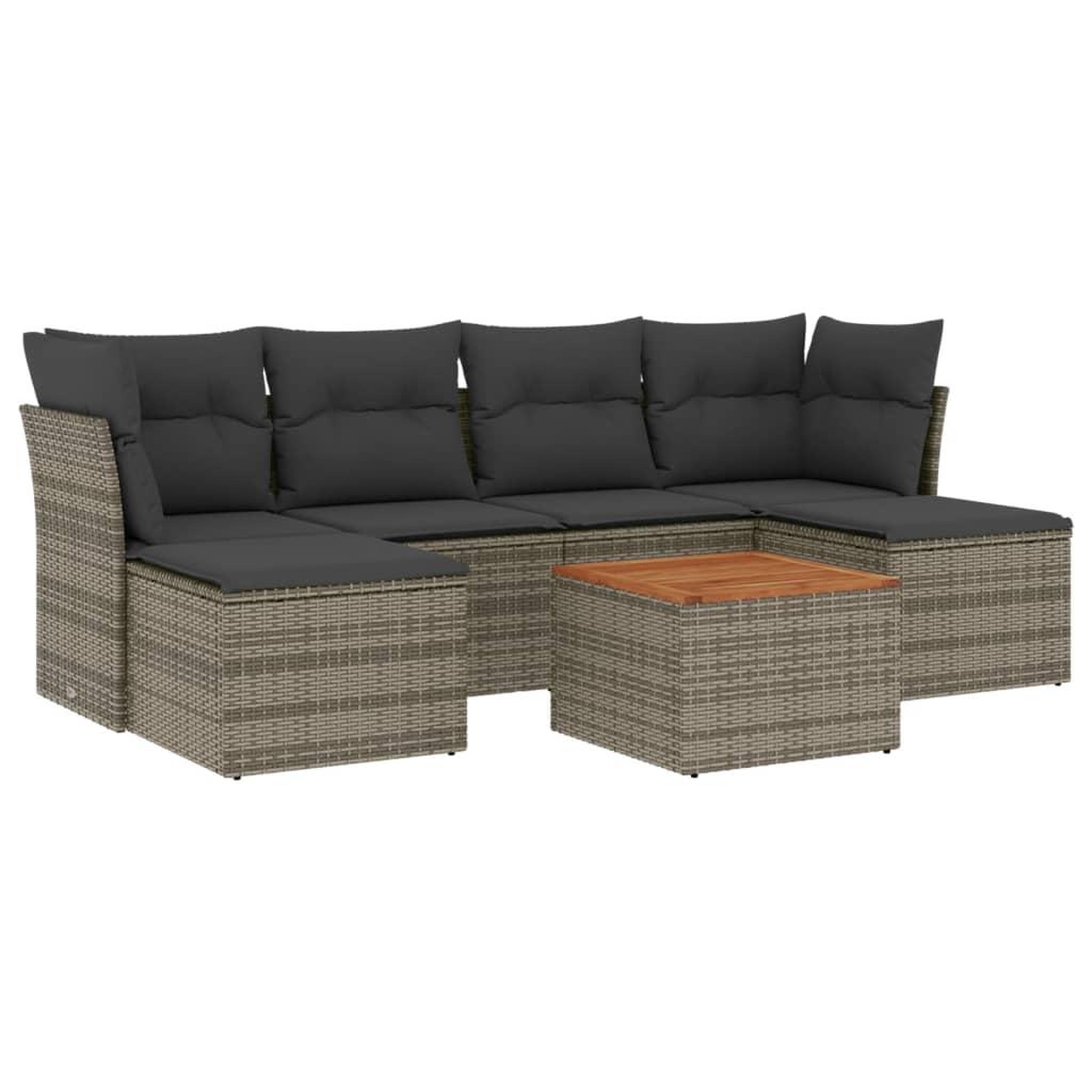 Voir la diapositive 2 : VIDAXL Salon de jardin avec coussins 7 pcs gris resine tressee