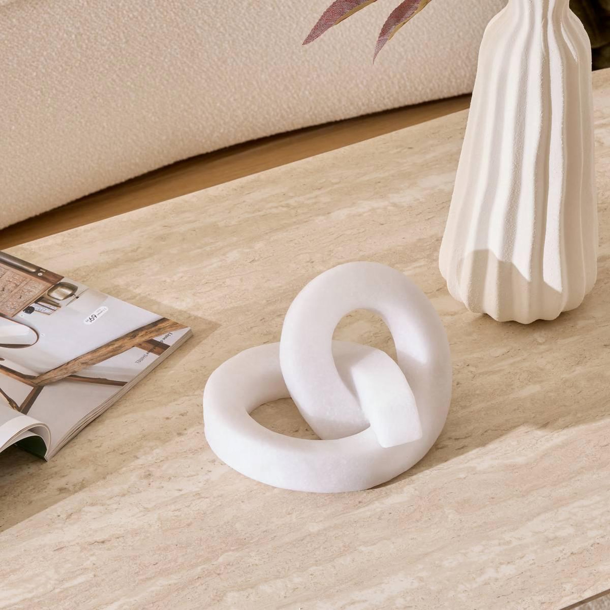 Voir la diapositive 3 : ATMOSPHERA Déco à poser en résine  louan  20cm blanc