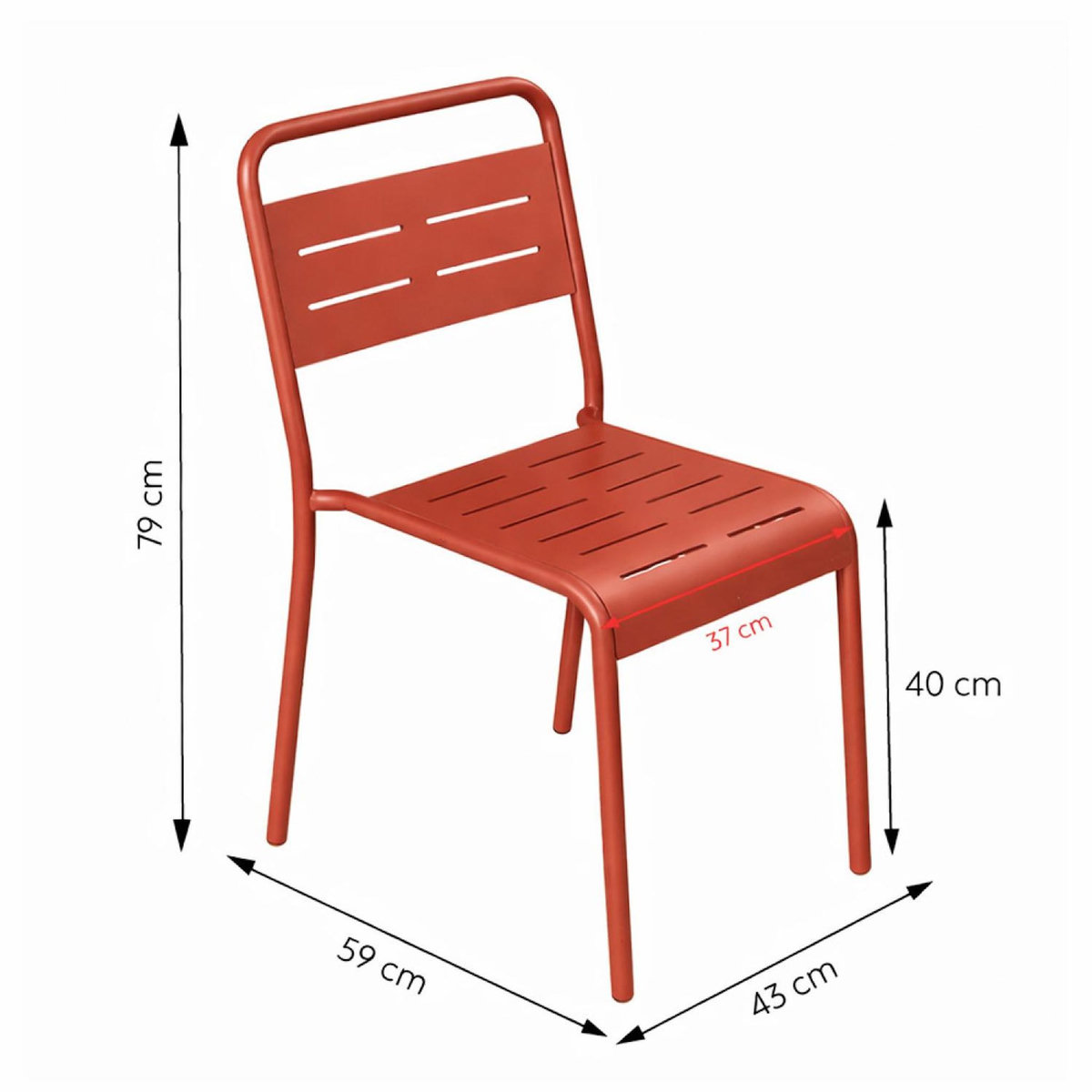 CONCEPT USINE Ensemble table de jardin 120 cm et 4 chaises terracotta BERGAME