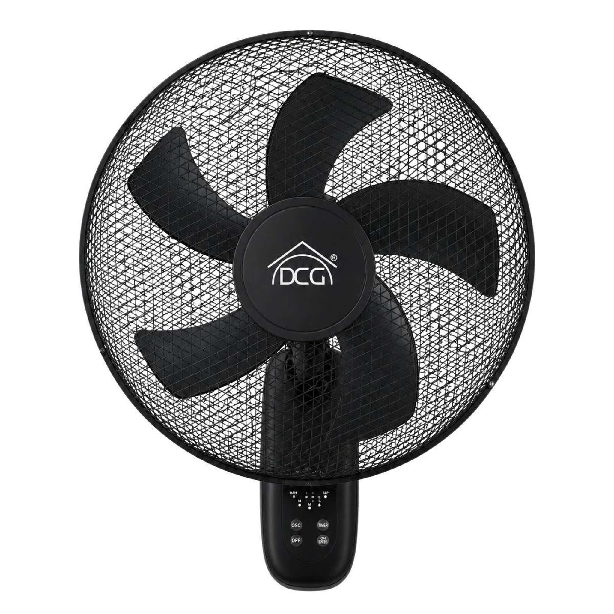 Voir la diapositive 4 : INTEC Ventilateur mural 40w ø40cm 3 vitesses brasseur d'air noir 5 pales flux d'air important télécommande & minuterie 7h30