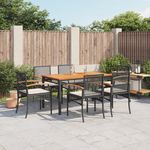VIDAXL Ensemble a manger de jardin coussins 7pcs Noir Resine tressee