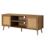 Voir la diapositive 4 : BEST MOBILIER Goto - meuble tv - effet bois et cannage - 2 portes et 2 niches - 140 cm