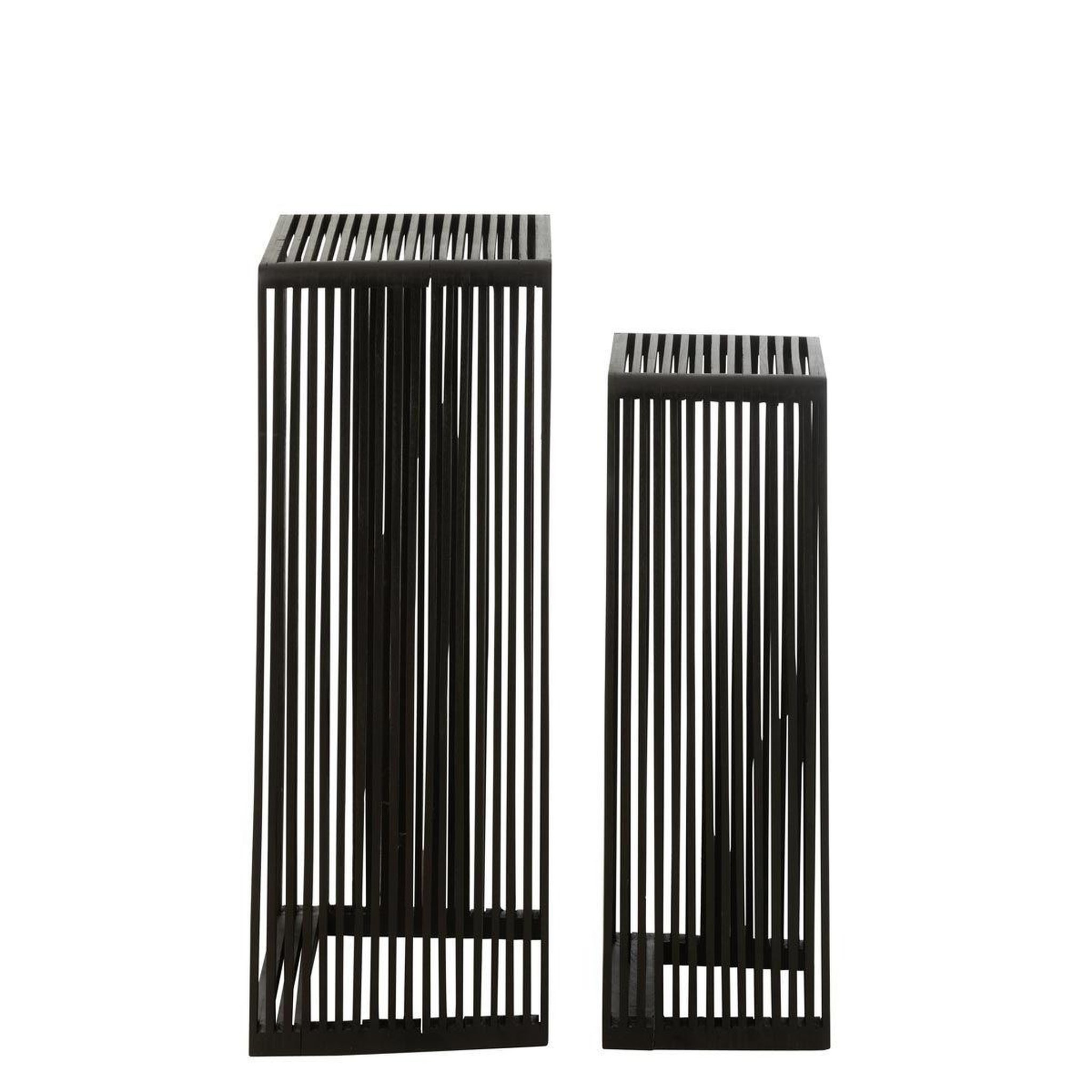 Voir la diapositive 4 : J-LINE Lot de 2 tables d'appoint en bois  teck  88cm noir
