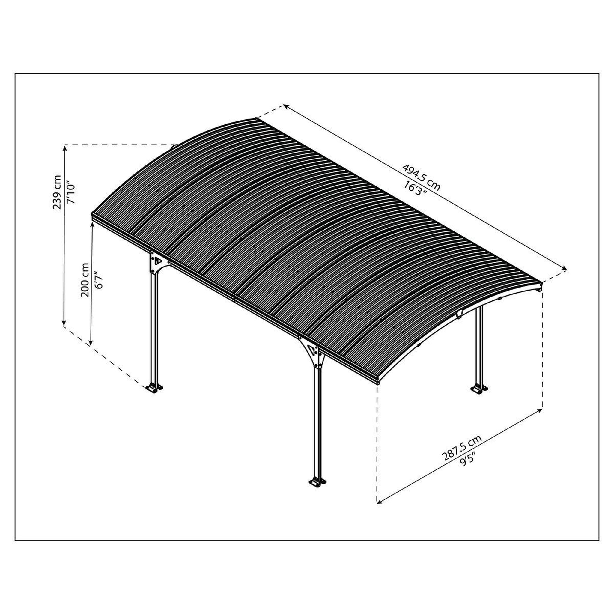Voir la diapositive 3 : Canopia by PALRAM Carport Aluminium - Anthracite - 13,4m² - ATLAS 5000