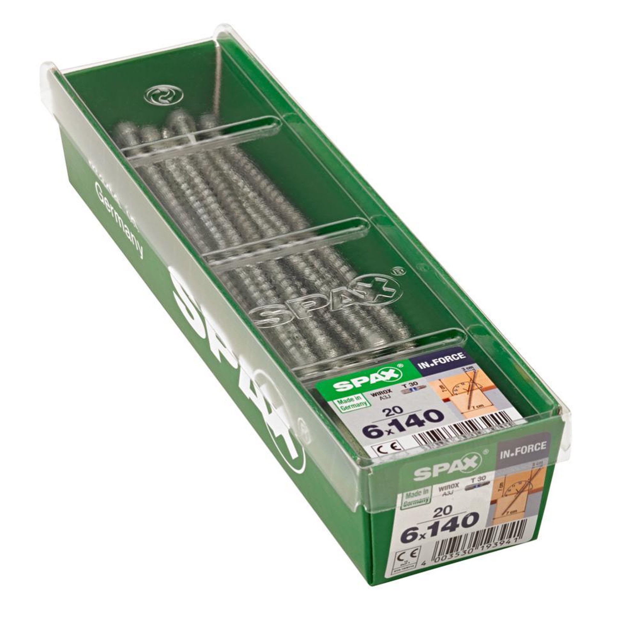 CENTRALE BRICO Lot de 20 vis acier tête cylindrique SPAX, Diam.6 mm x L.140 mm
