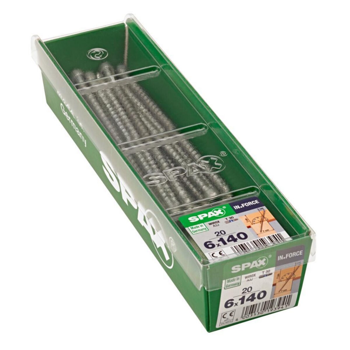 CENTRALE BRICO Lot de 20 vis acier tête cylindrique SPAX, Diam.6 mm x L.140 mm