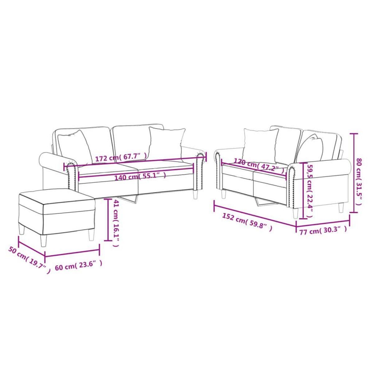 VIDAXL Ensemble de canapes 3 pcs avec coussins gris similicuir