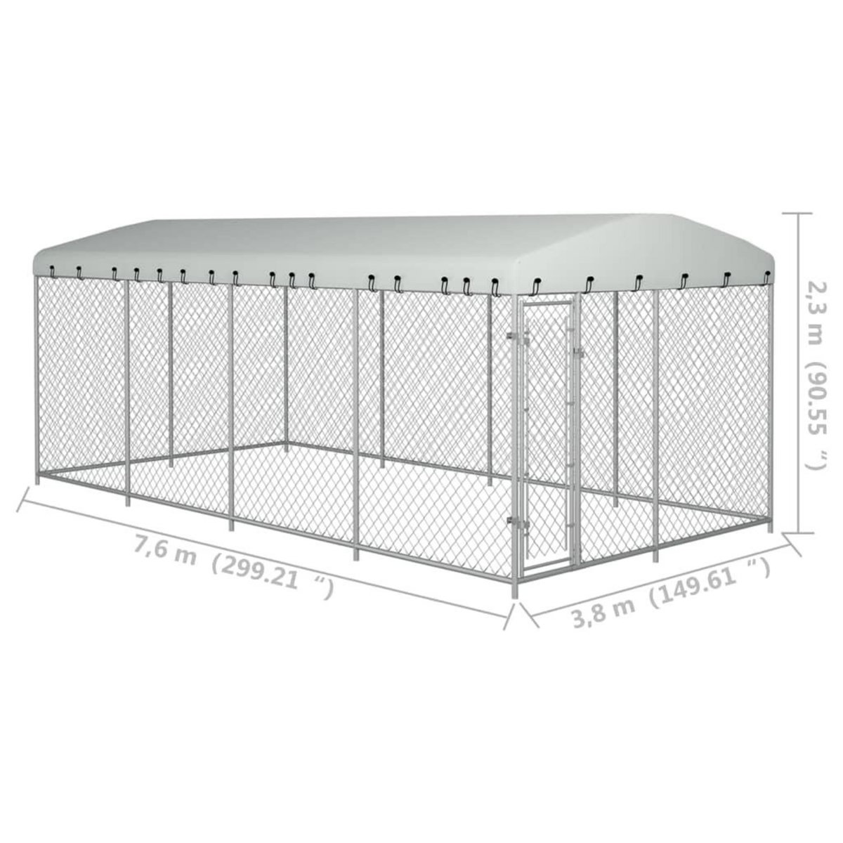 VIDAXL Chenil exterieur avec toit pour chiens 7,6x3,8x2,3 m