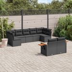 VIDAXL Salon de jardin 9 pcs avec coussins noir resine tressee