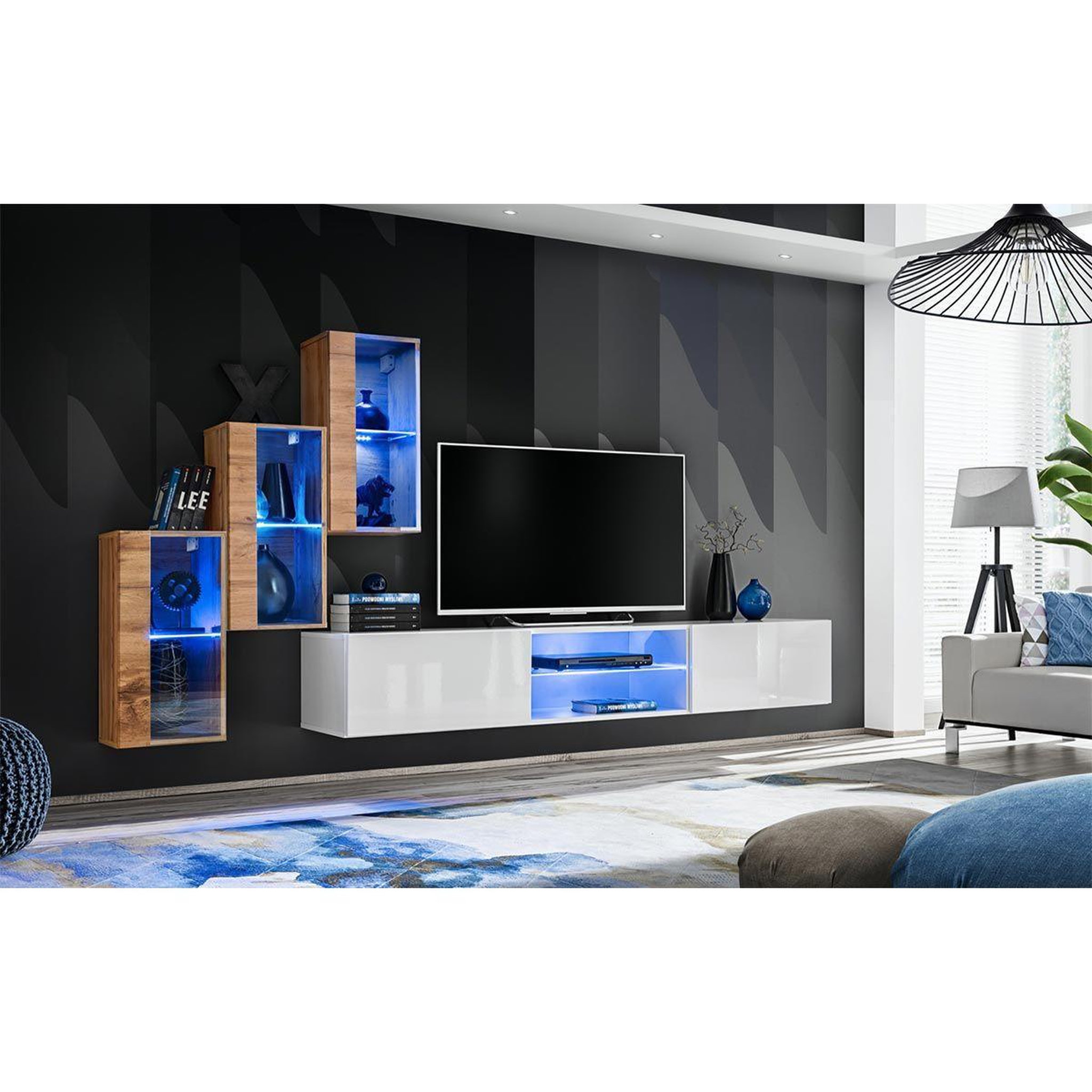 Voir la diapositive 2 : Paris Prix Ensemble meuble tv  switch xxii  210cm naturel & blanc