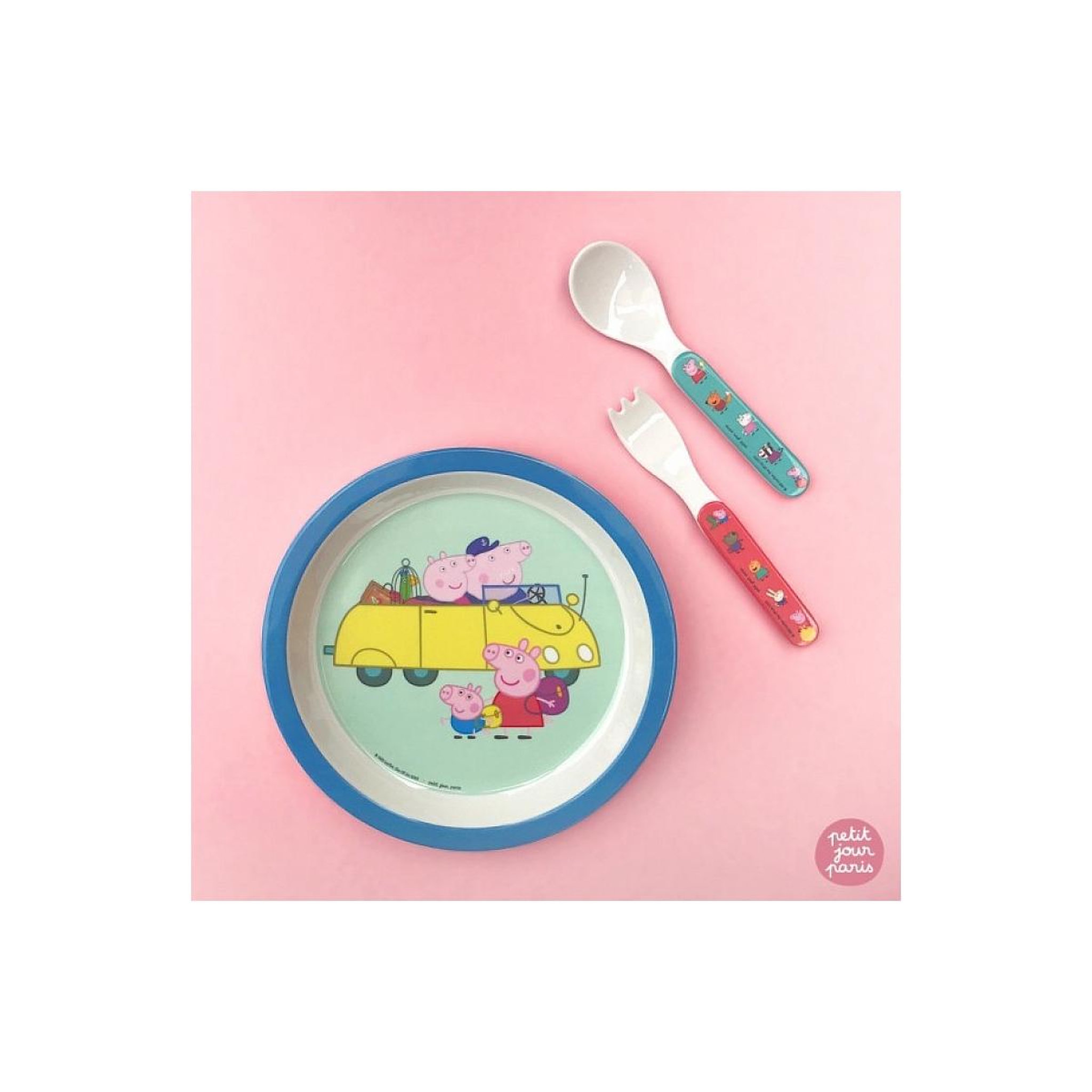 Voir la diapositive 2 : Petit Jour Ensemble de 2 couverts Peppa Pig pour enfants