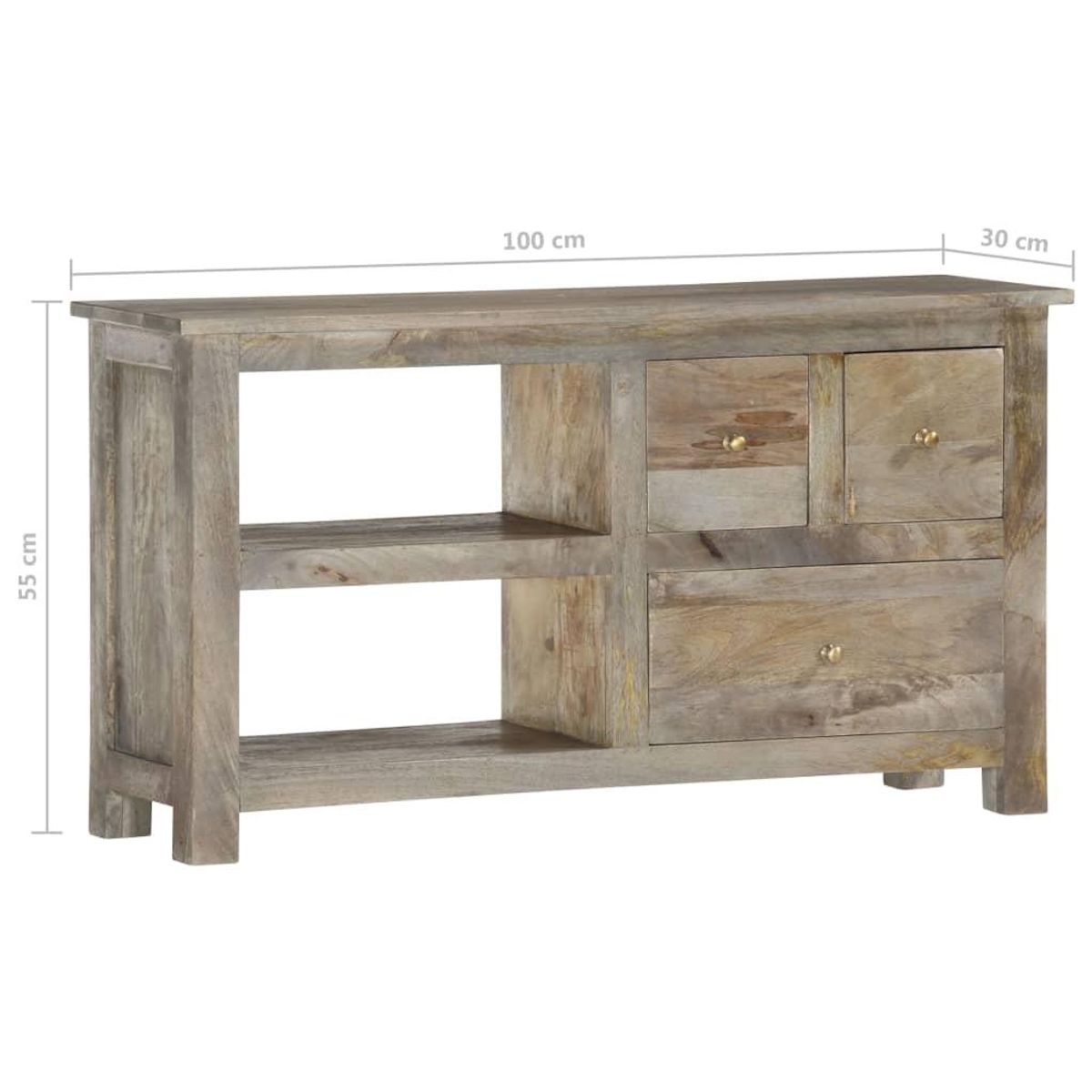 VIDAXL Meuble TV 100x30x55 cm Bois de manguier massif