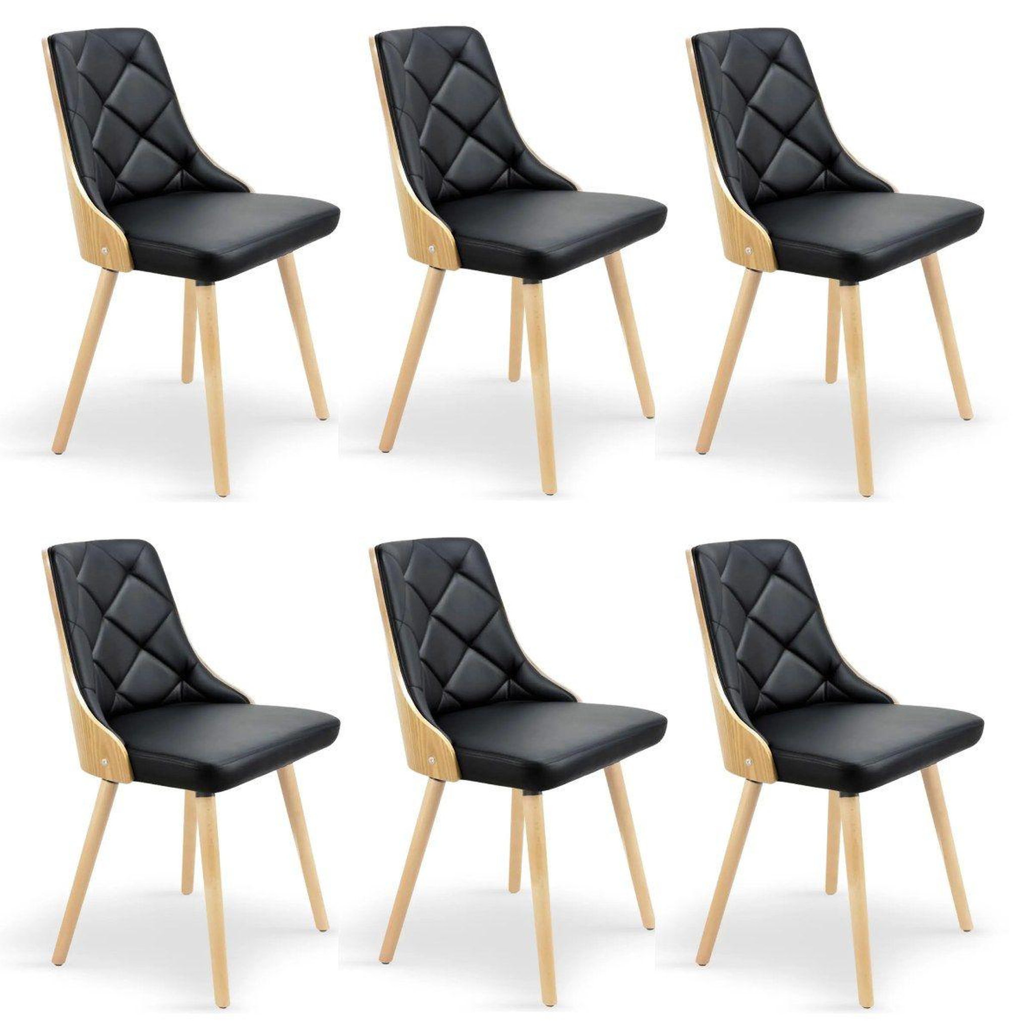 Paris Prix Lot de 6 chaises scandinave  cargo  79cm chêne & noir
