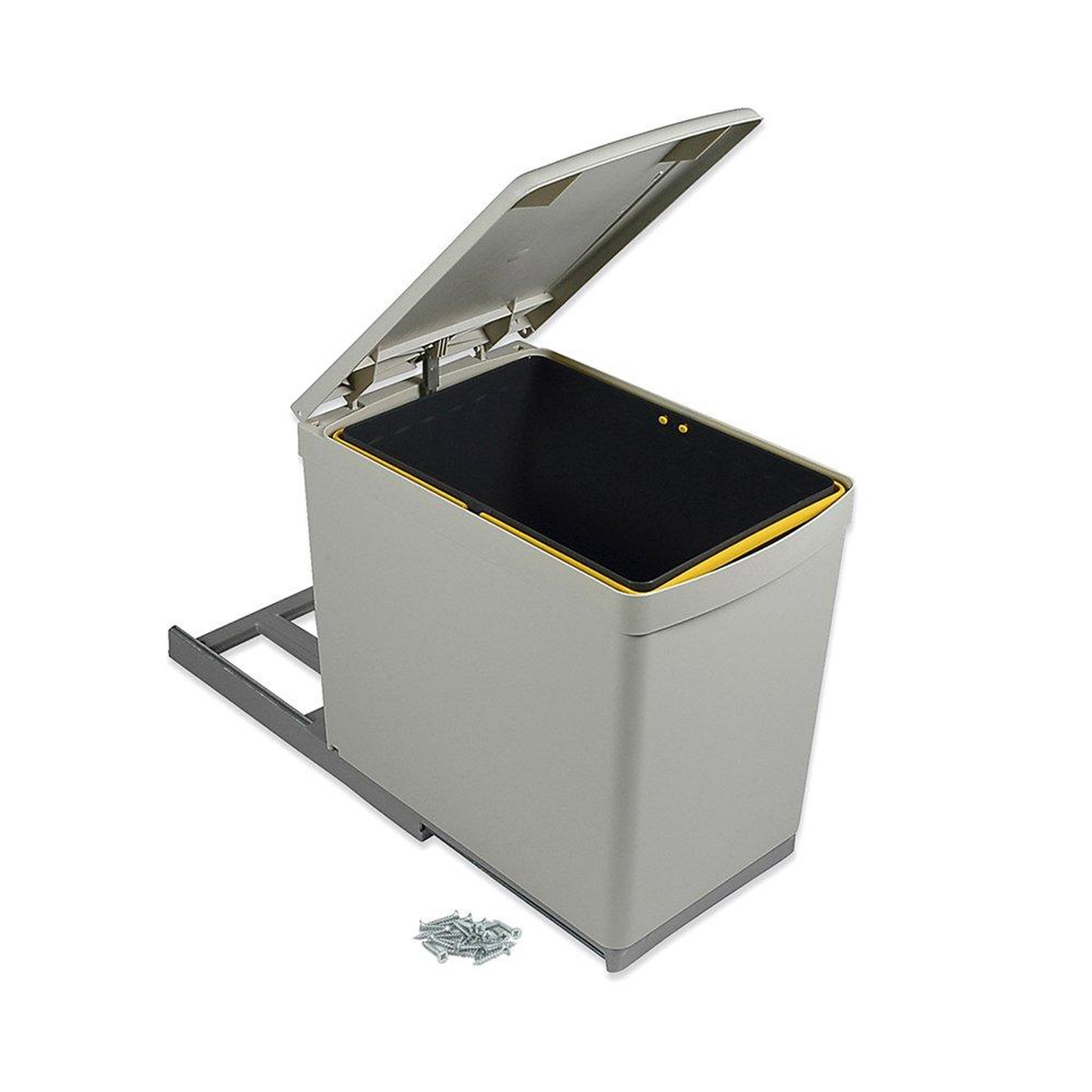 EMUCA SRL Poubelle de recyclage à fixation inférieure et extraction manuelle avec 1 conteneur de 16 litres et couvercle automatique