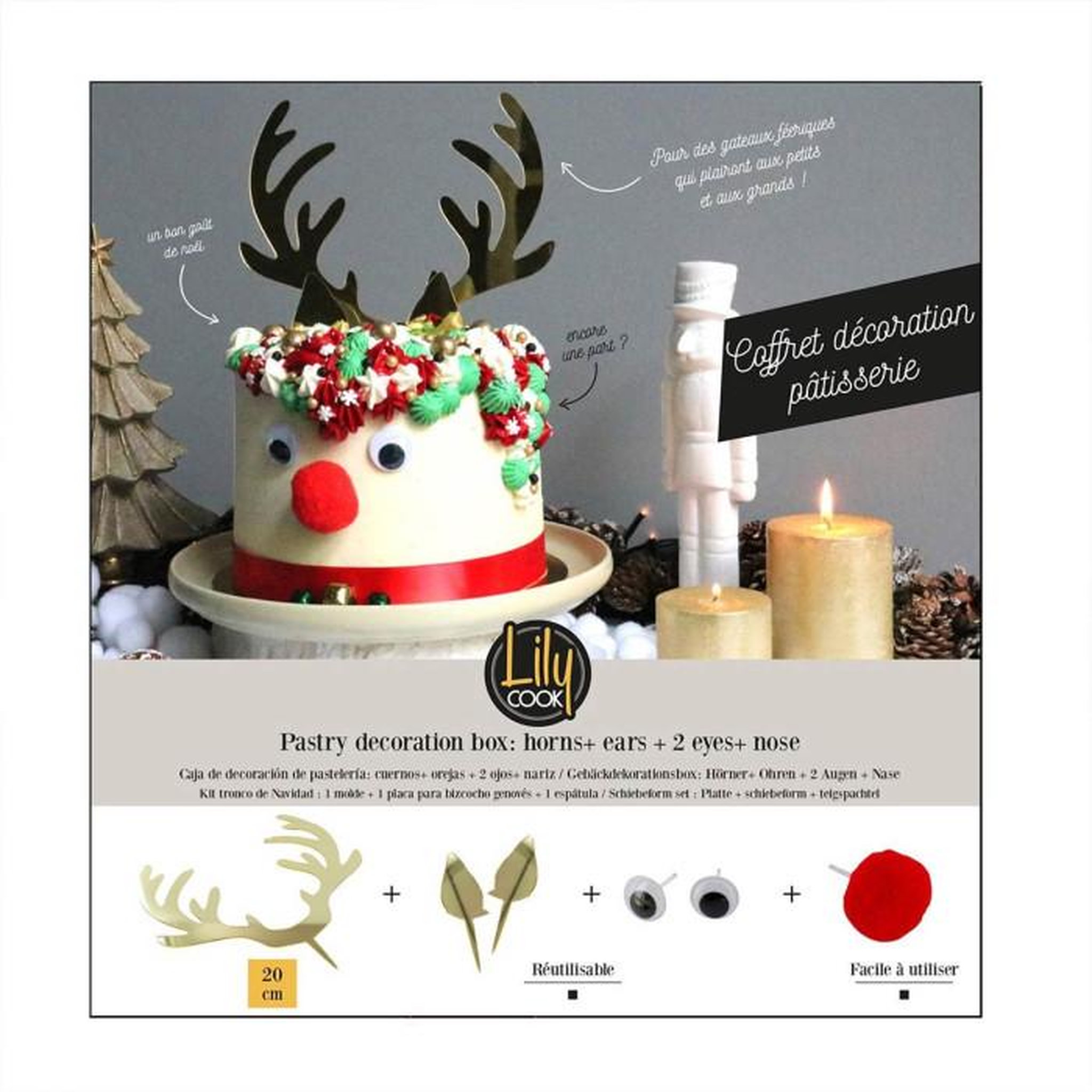 Voir la diapositive 6 : Paris Prix Décoration pour Gâteau  Renne  20cm Or