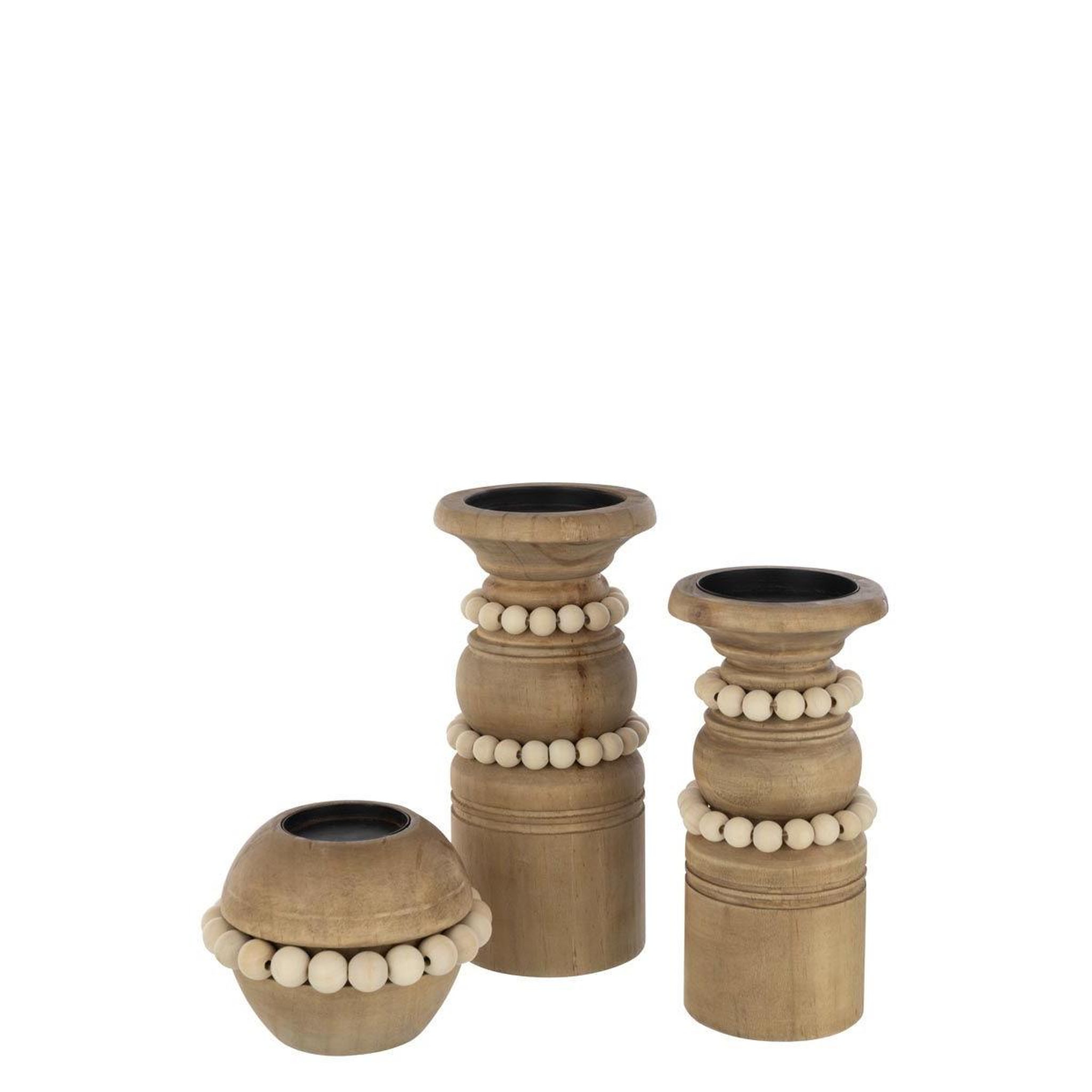 Voir la diapositive 6 : J-LINE Bougeoir déco en pin  pila  23cm naturel