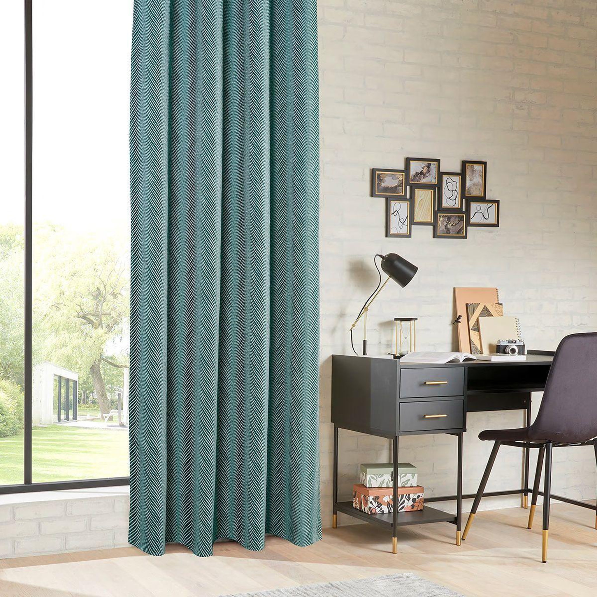 Voir la diapositive 2 : ATMOSPHERA Rideau occultant  dana  140x260cm vert foncé