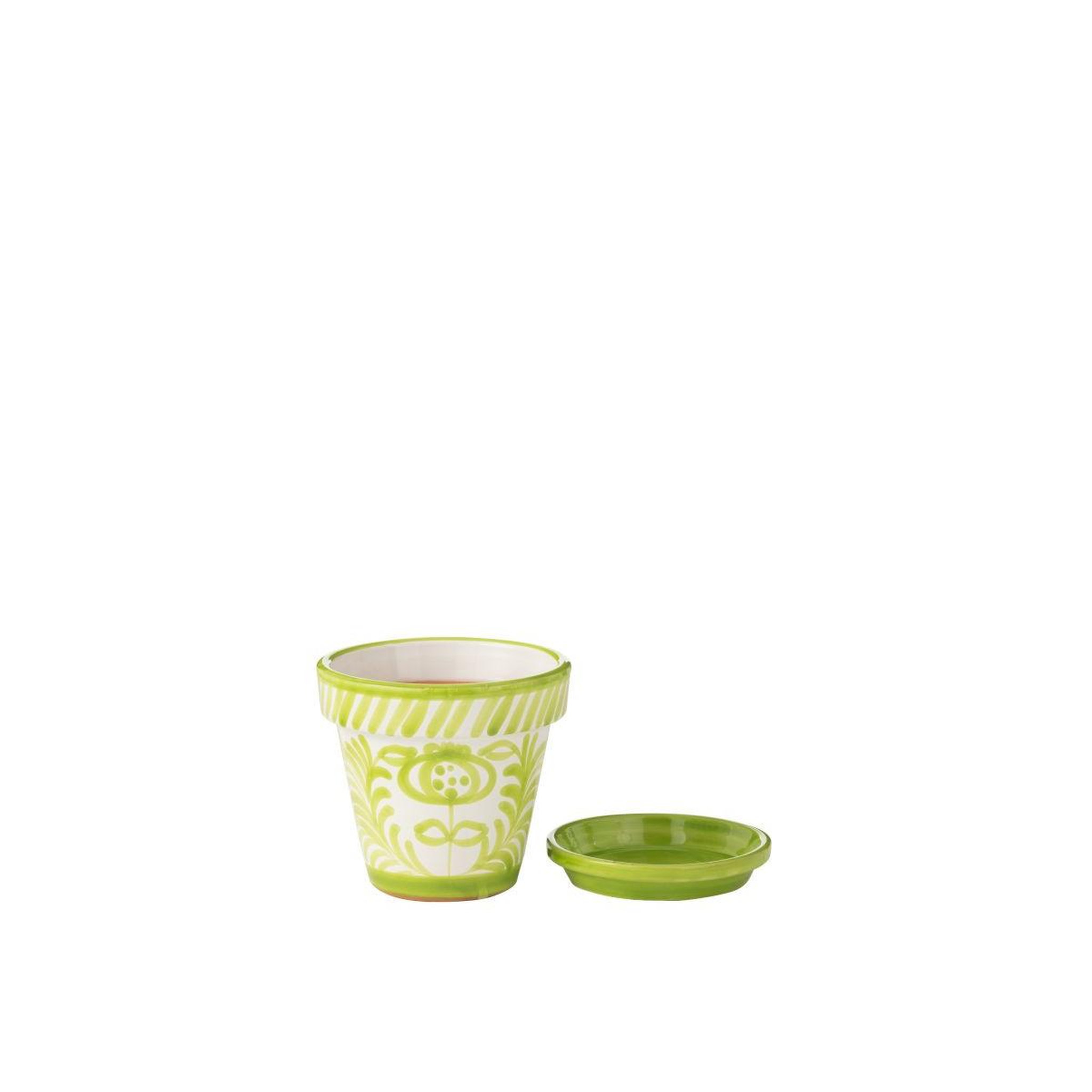 Voir la diapositive 2 : J-LINE Pot avec soucoupe en céramique  granada  21cm vert