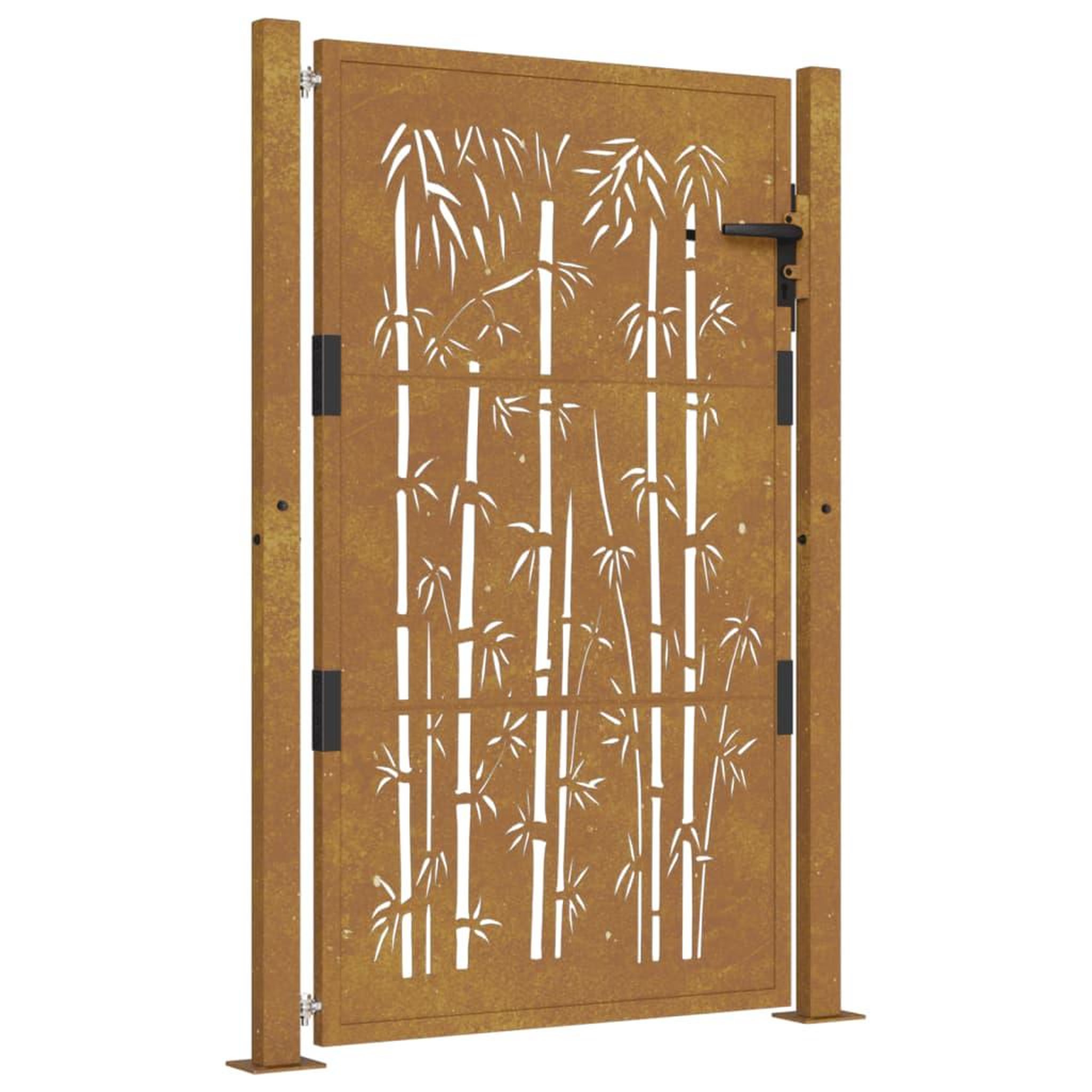 Voir la diapositive 2 : VIDAXL Portail de jardin 105x130 cm acier corten design de bambou