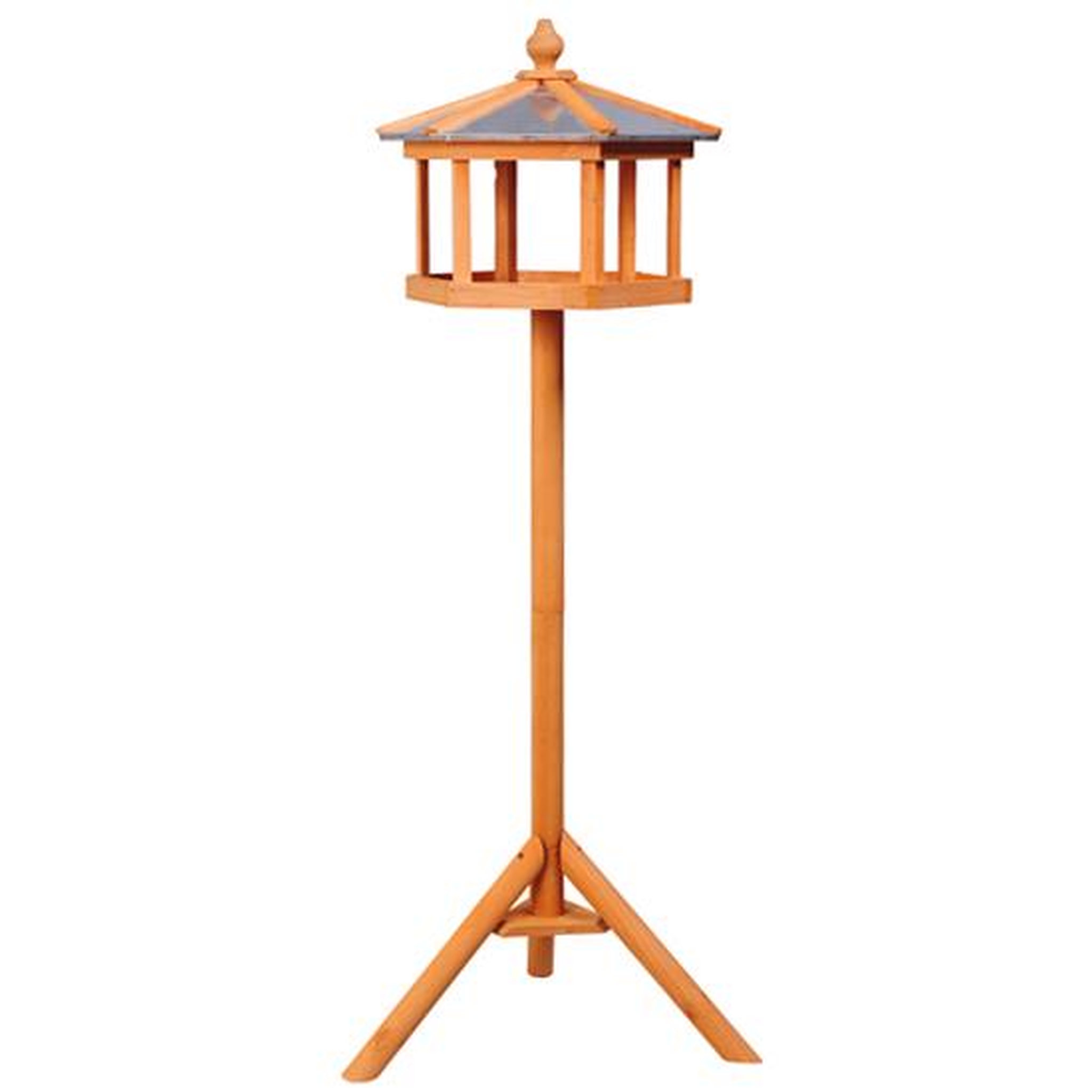 HOMCOM Mangeoire sur pied nichoir a plateau station a oiseau bois pour exterieur 113 cm
