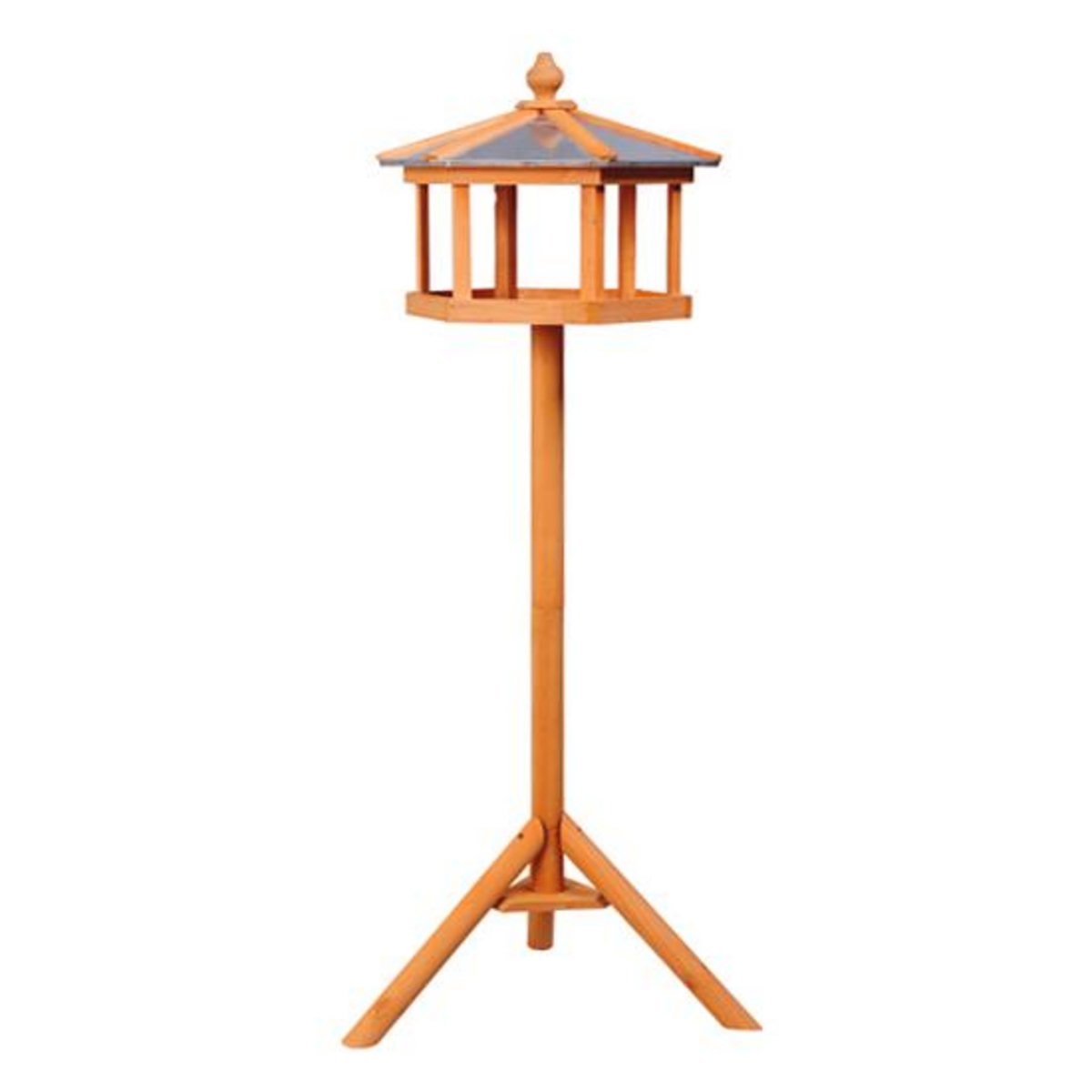 HOMCOM Mangeoire sur pied nichoir a plateau station a oiseau bois pour exterieur 113 cm