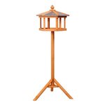 HOMCOM Mangeoire sur pied nichoir a plateau station a oiseau bois pour exterieur 113 cm