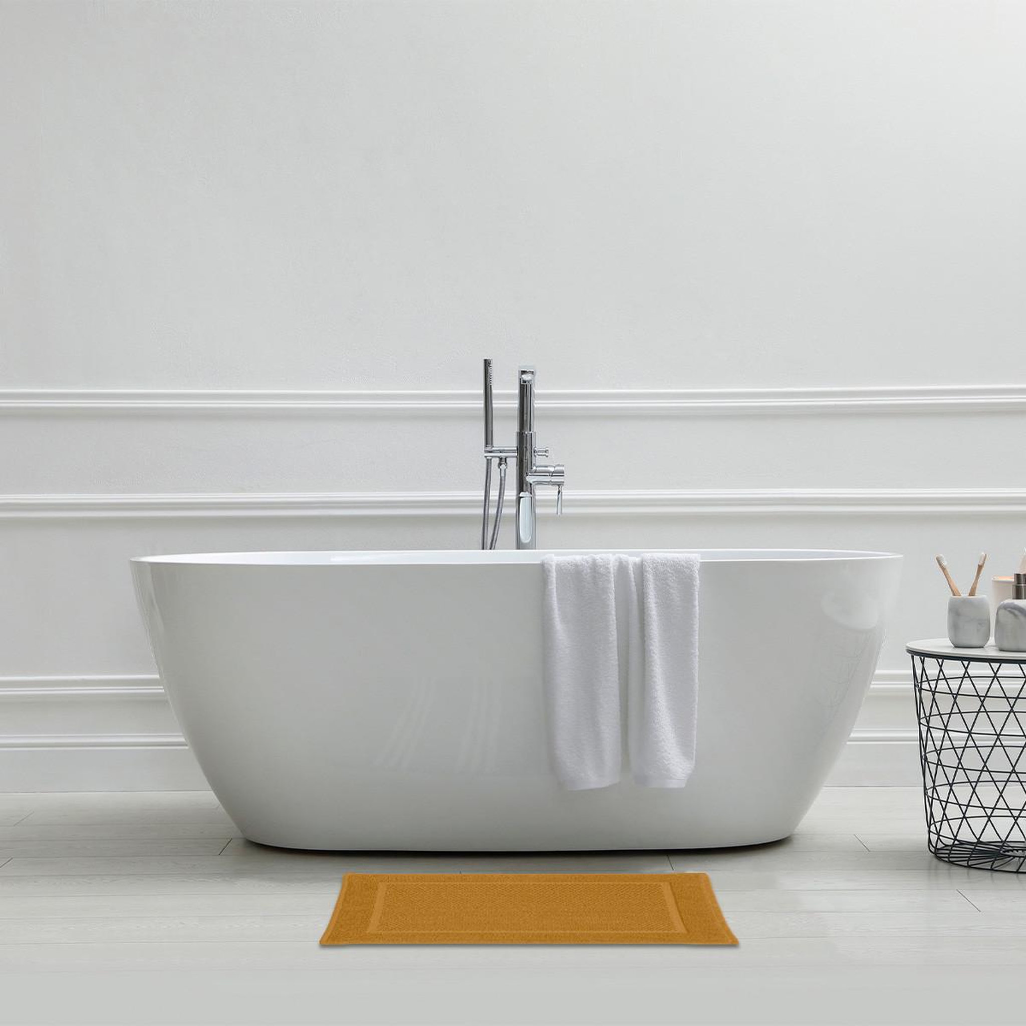 Voir la diapositive 2 : GUY LEVASSEUR Tapis de bain uni en coton éponge Oeko-Tex 50x70cm