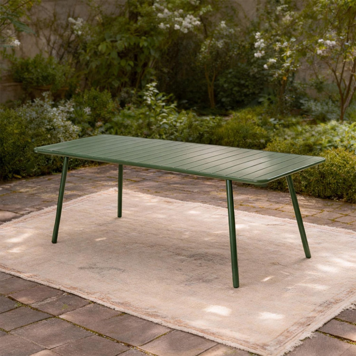 CONCEPT USINE Table de jardin 8-10 places 200cm verte BERGAME
