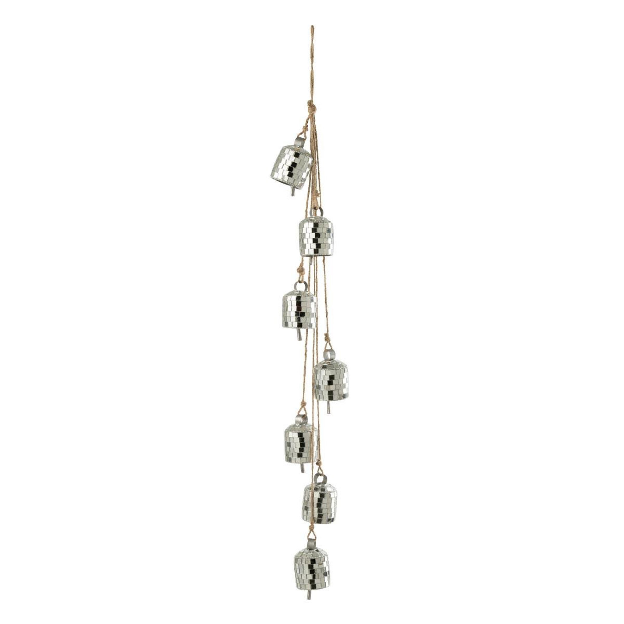 J-LINE Suspension de noël  7 cloches  45cm argent