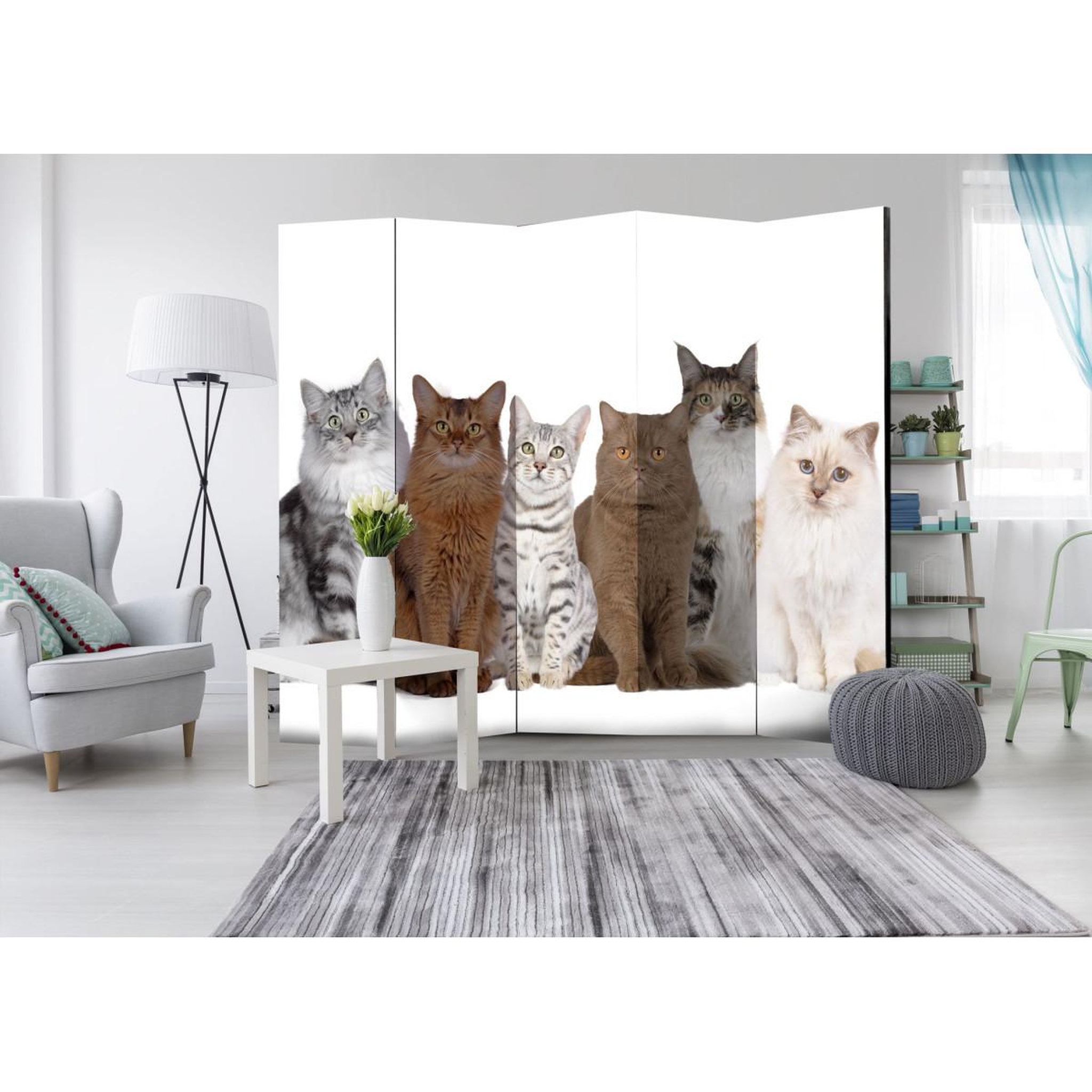 Voir la diapositive 2 : Paris Prix Paravent 5 volets  sweet cats  172x225cm