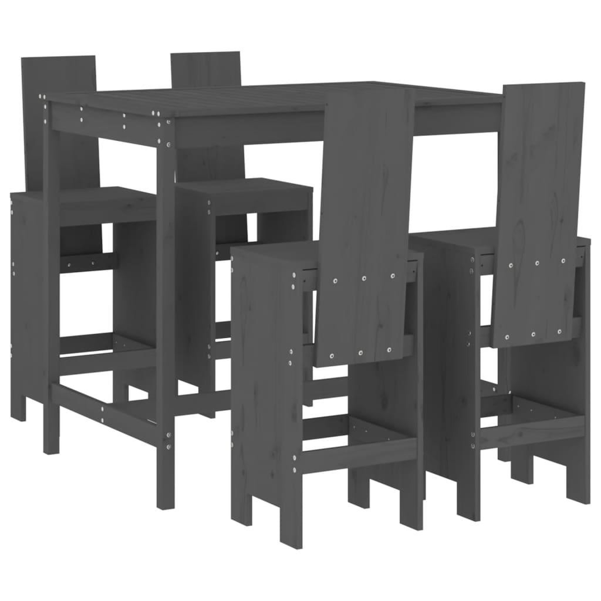 Voir la diapositive 2 : VIDAXL Ensemble de bar de jardin 5 pcs gris bois de pin massif