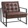 Voir la diapositive 1 : HOMCOM Fauteuil lounge Chesterfield assise dossier capitonnés structure métal noir revêtement synthétique chocolat