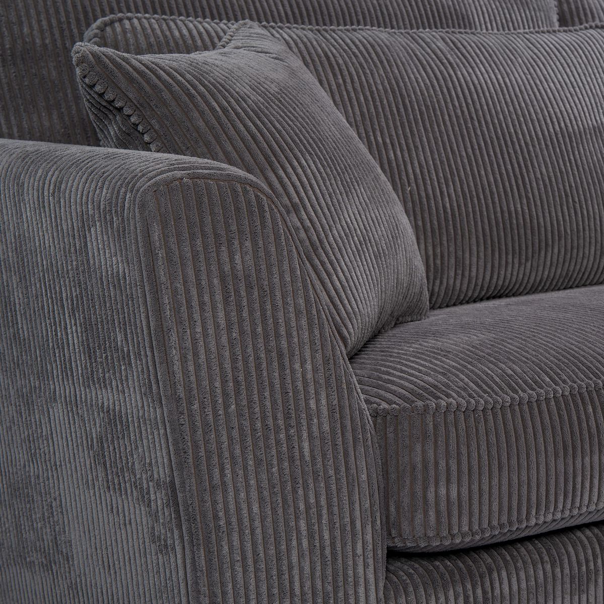 Canapé d'angle droit 5 places ISA tissu velours, confort moelleux